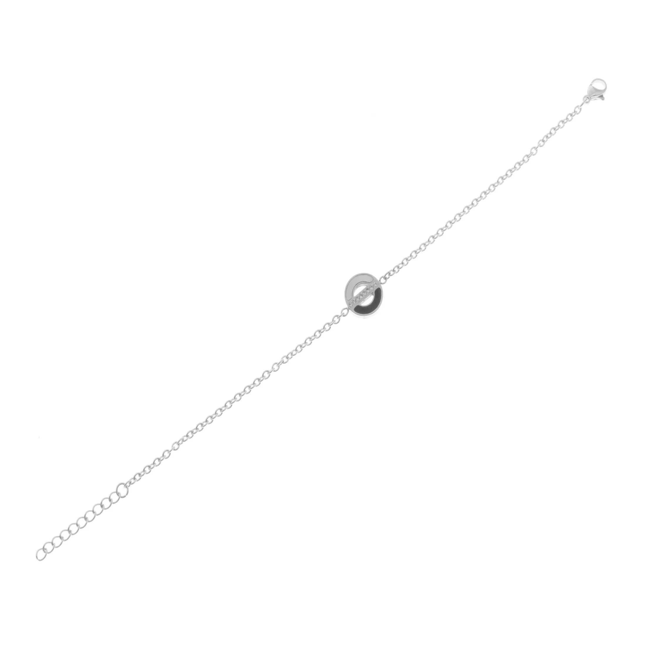 BRACELET EN ACIER PASTILLE NACREE ET STRASS CENTRAUX - Image 2