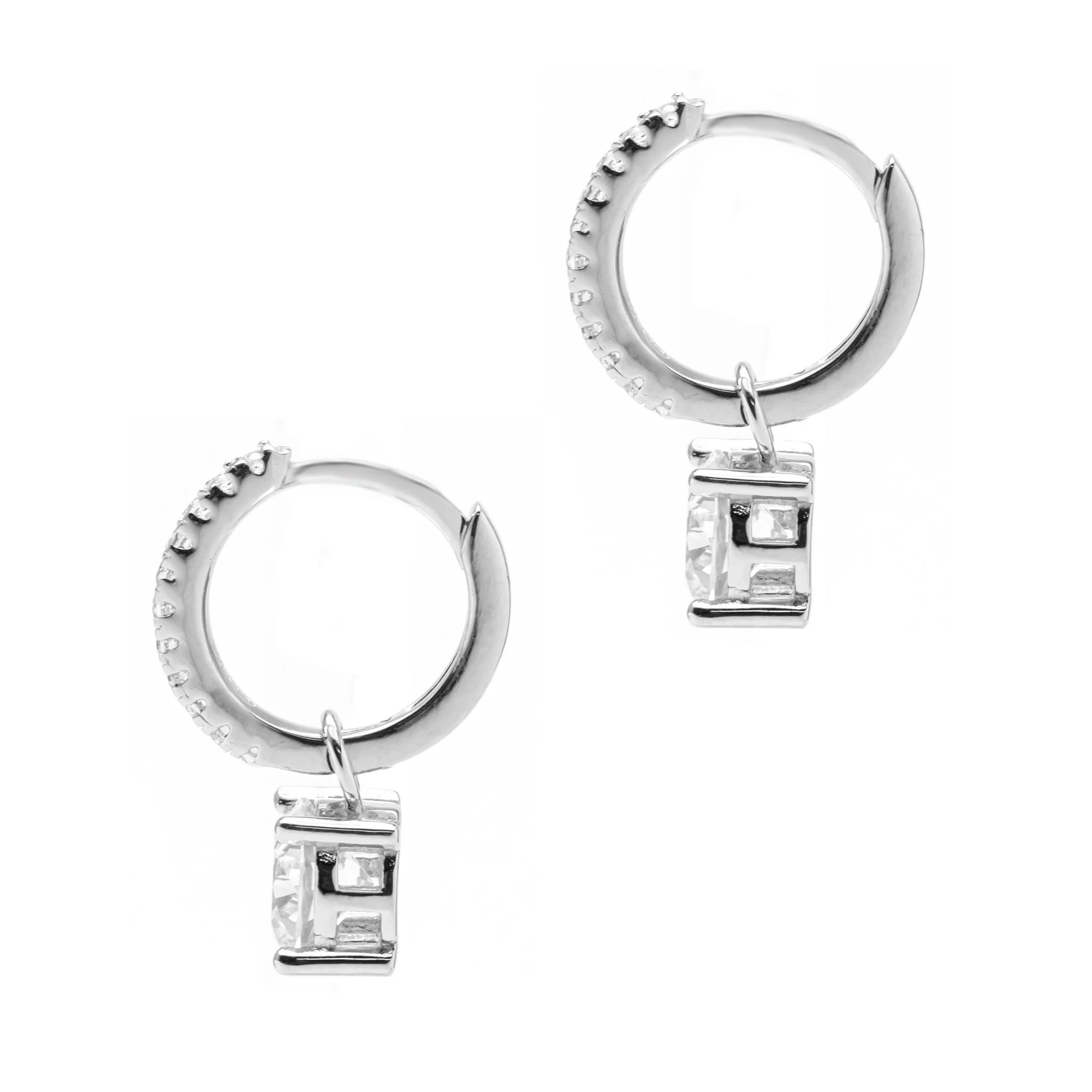 CREOLES EN ARGENT SERTIES DE PIERRES ET SOLITAIRE PENDANT - Image 3