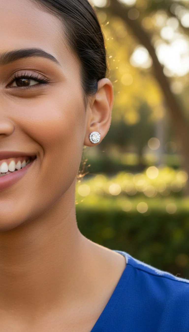 BOUCLES D'OREILLES EN ARGENT SOLITAIRE ET PIERRES - Image 2