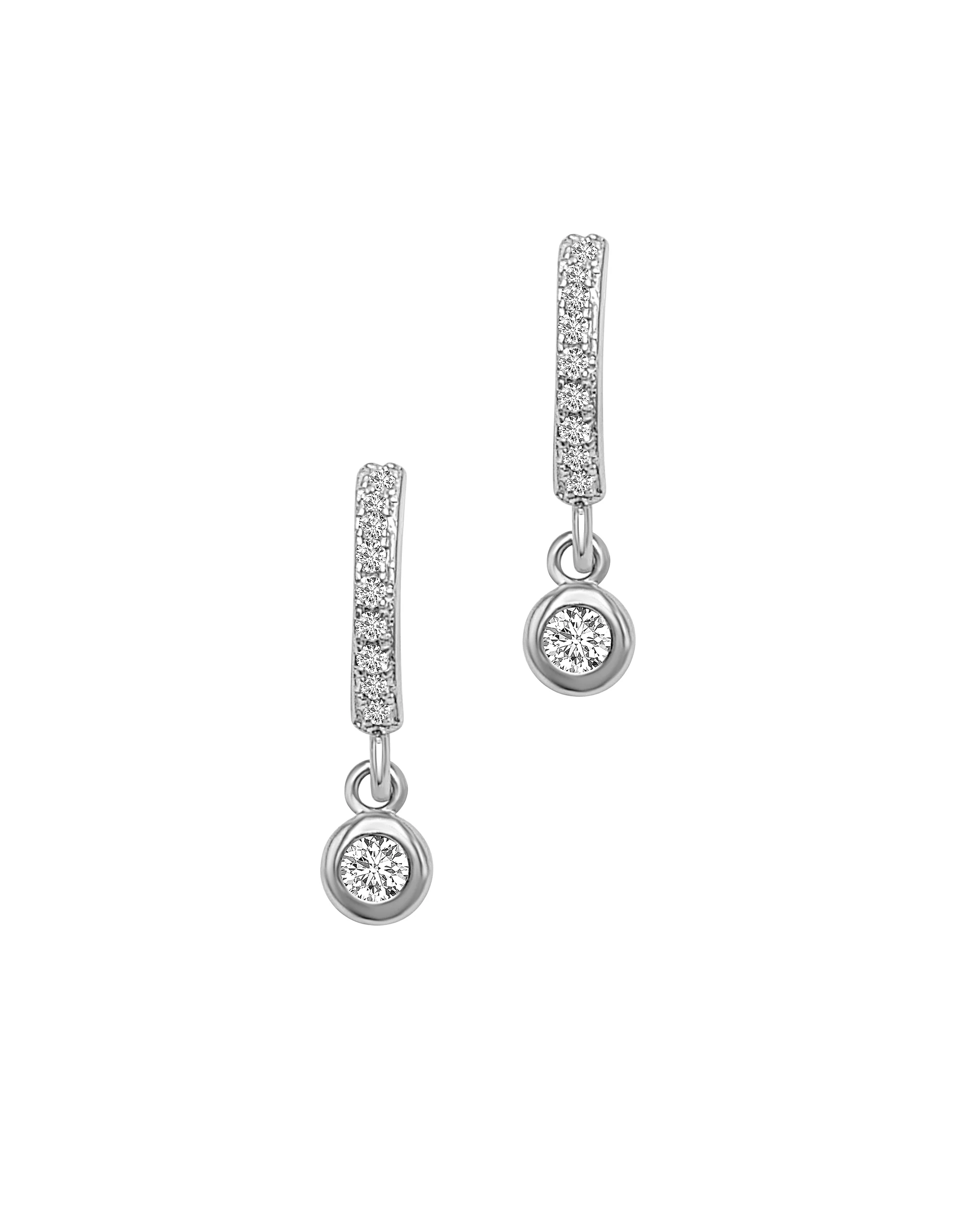 CREOLES EN ARGENT 1 CM AVEC PIERRES ET SOLITAIRE