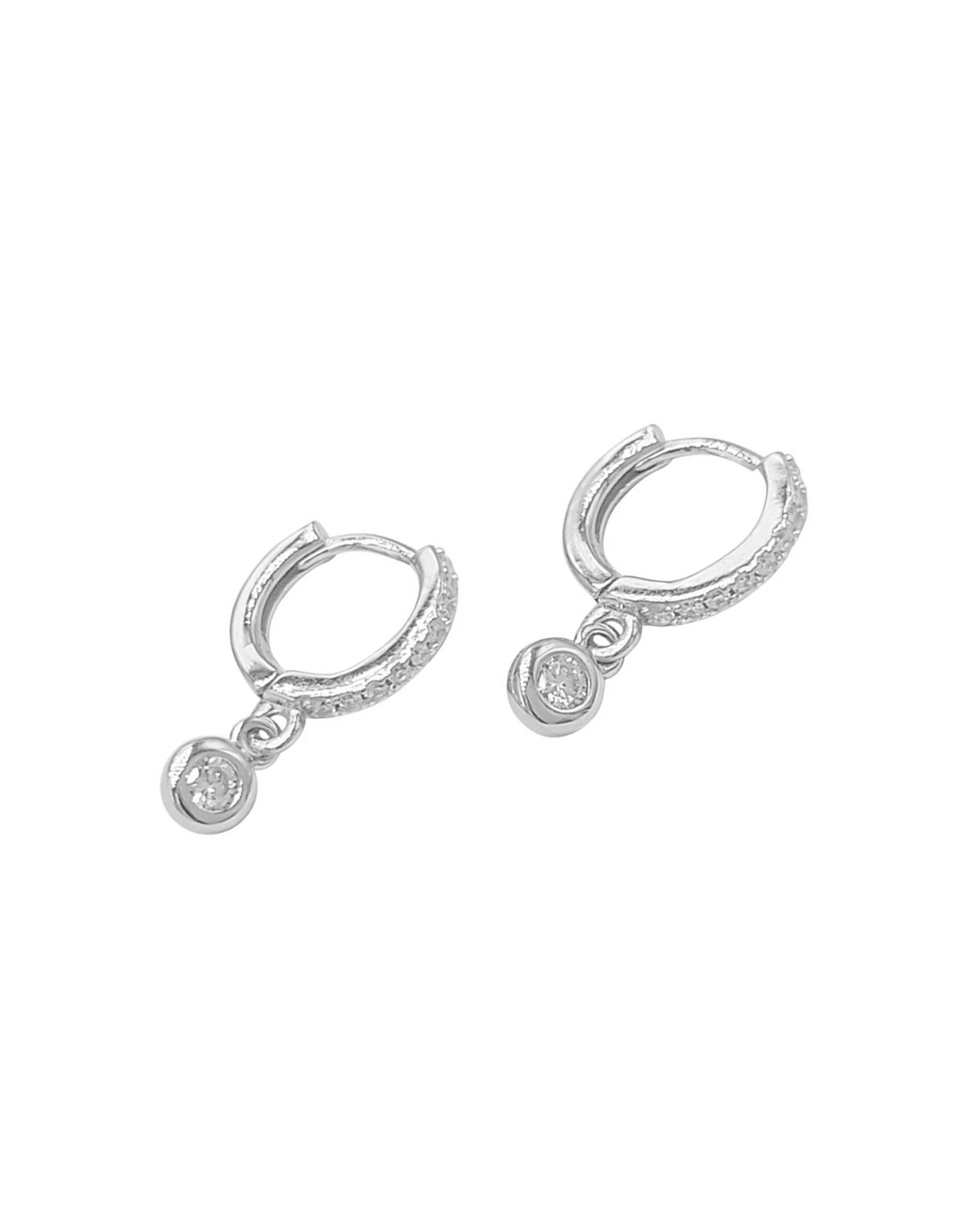 CREOLES EN ARGENT 1 CM AVEC PIERRES ET SOLITAIRE - Image 3