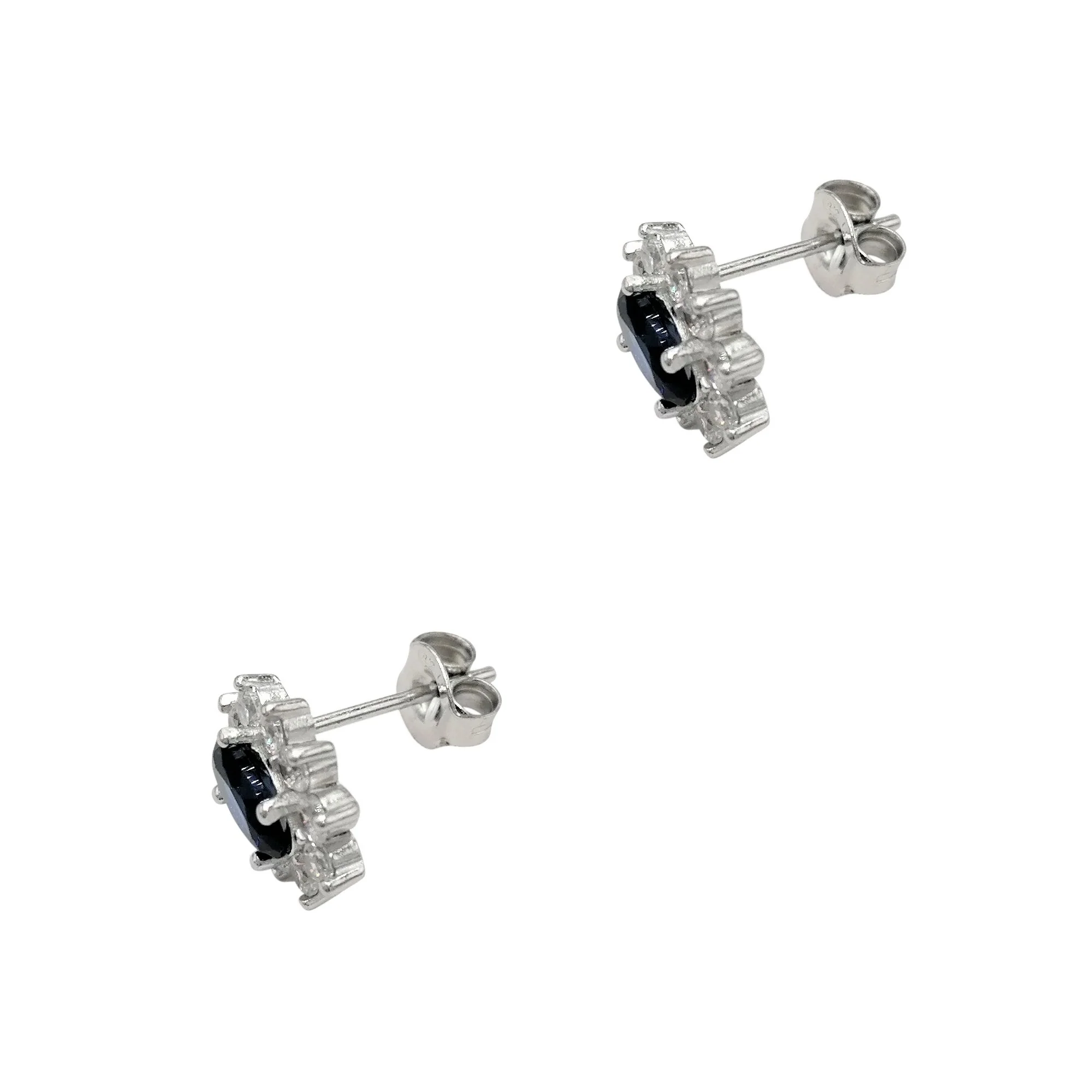 BOUCLES D'OREILLES EN ARGENT FLEUR BLEUE - Image 2