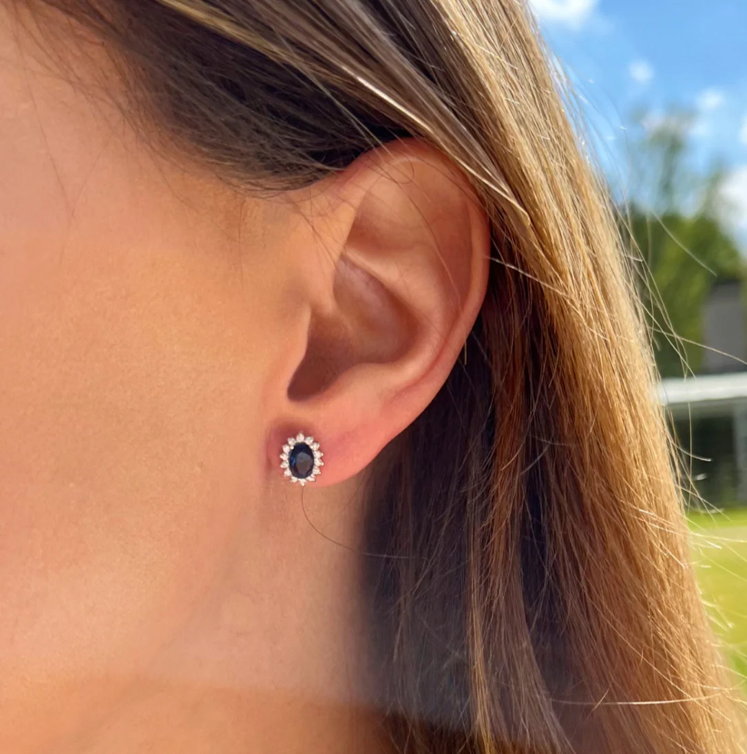 BOUCLES D'OREILLES EN ARGENT FLEUR BLEUE - Image 3
