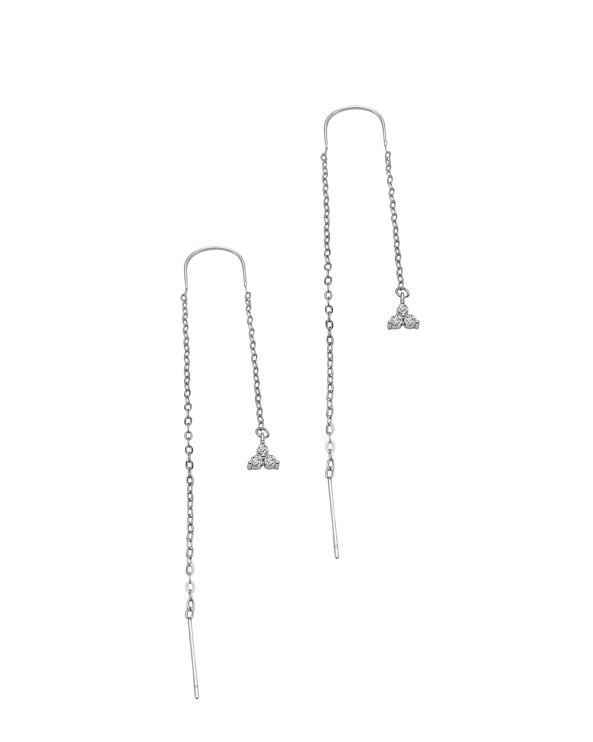 BOUCLES D'OREILLES EN ARGENT PETIT TRIANGLE PENDANT AVEC PIERRES