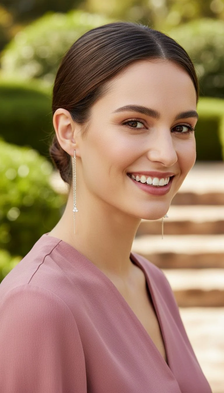 BOUCLES D'OREILLES EN ARGENT PETIT TRIANGLE PENDANT AVEC PIERRES - Image 2