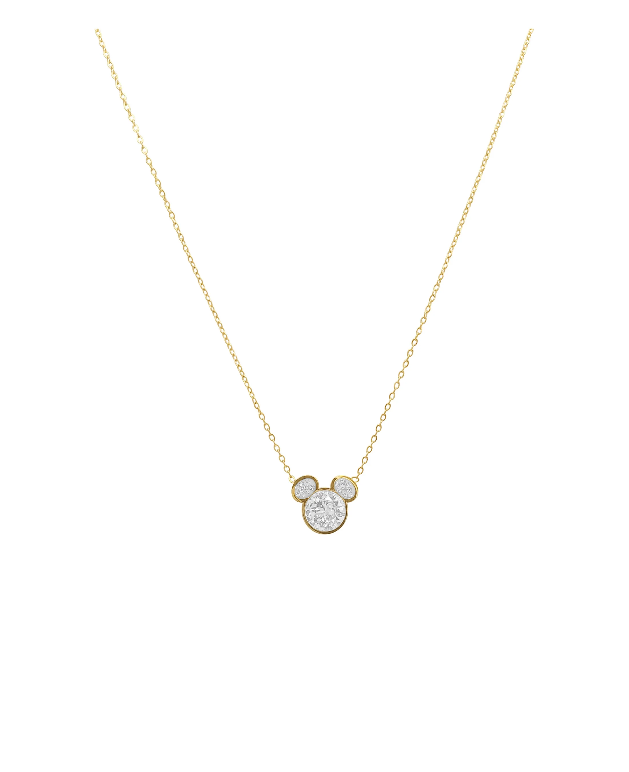COLLIER EN ACIER DORE MICKEY MOUSE AVEC STRASS - Image 2