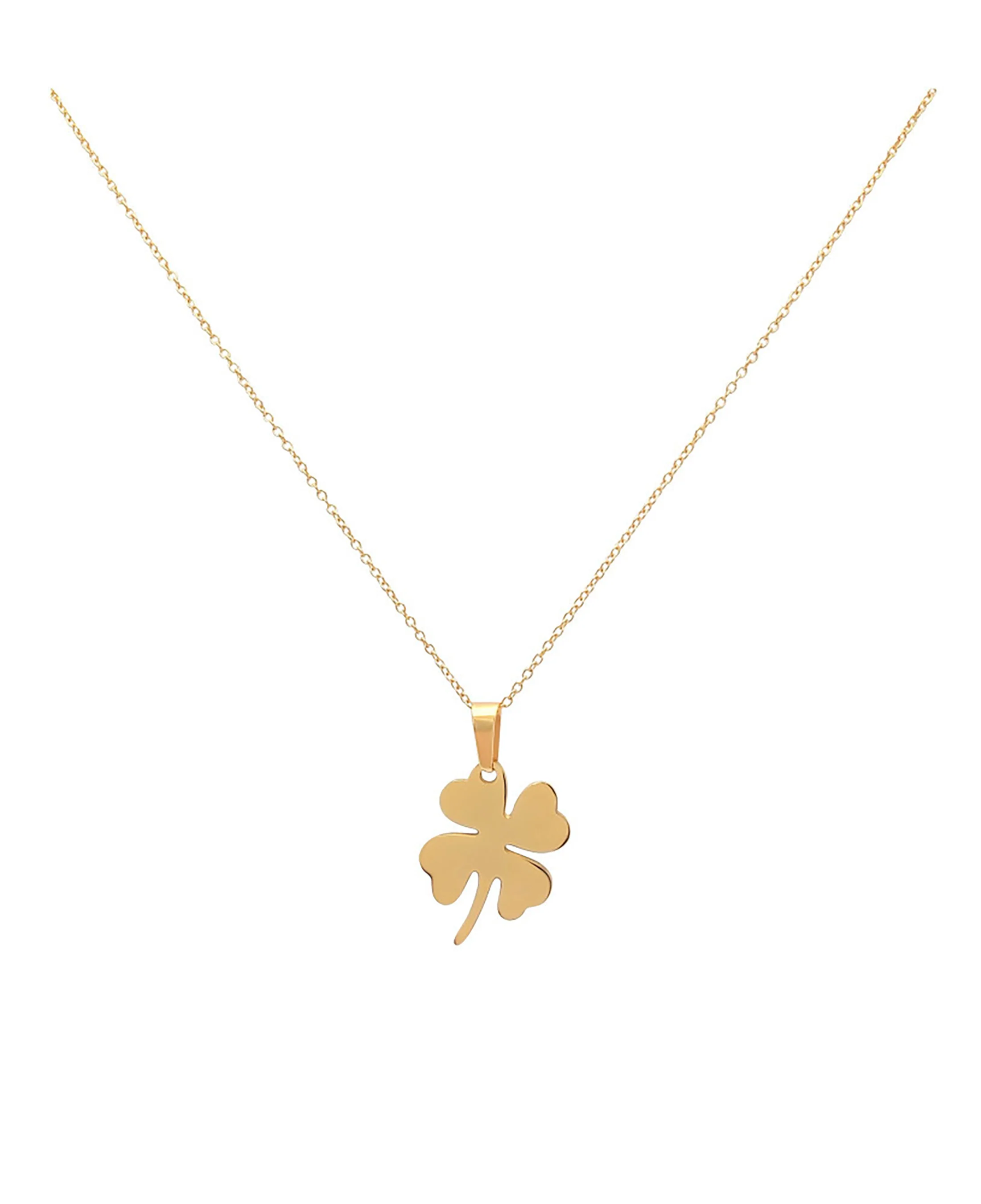 COLLIER EN ACIER DORE AVEC PENDENTIF TREFLE - Image 2