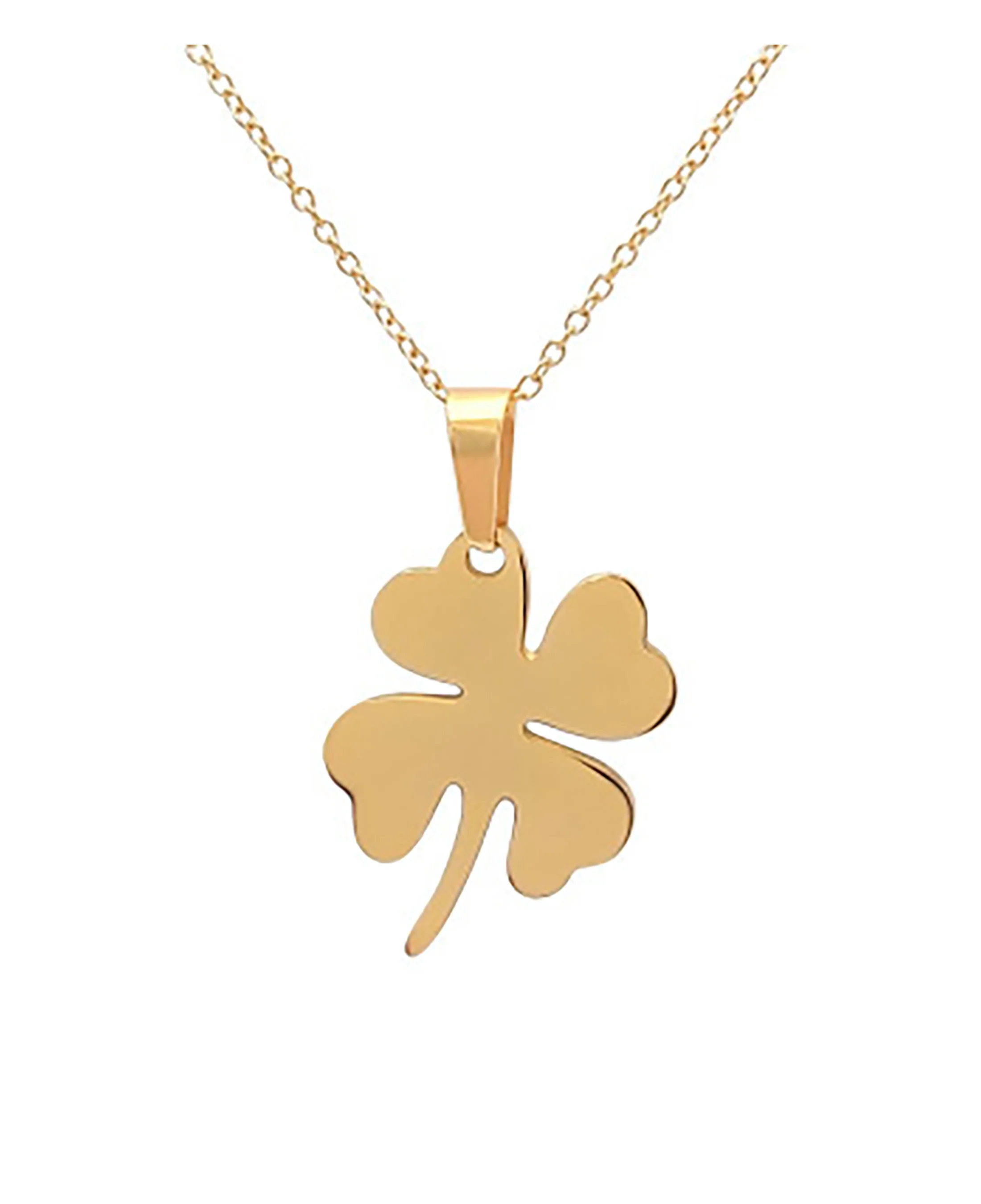 COLLIER EN ACIER DORE AVEC PENDENTIF TREFLE - Image 3