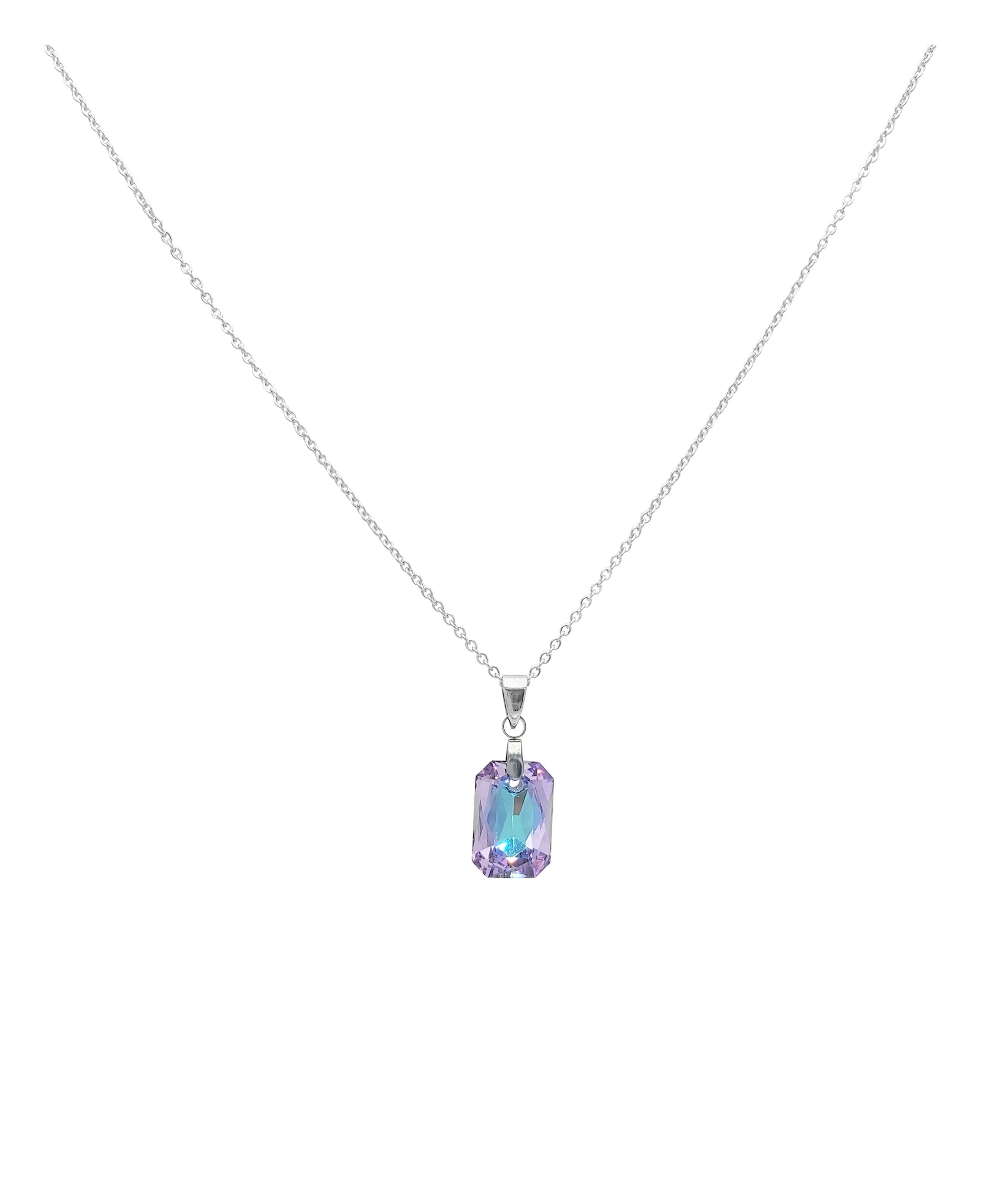 COLLIER EN ACIER AVEC PENDENTIF STRASS RECTANGLE - Image 2