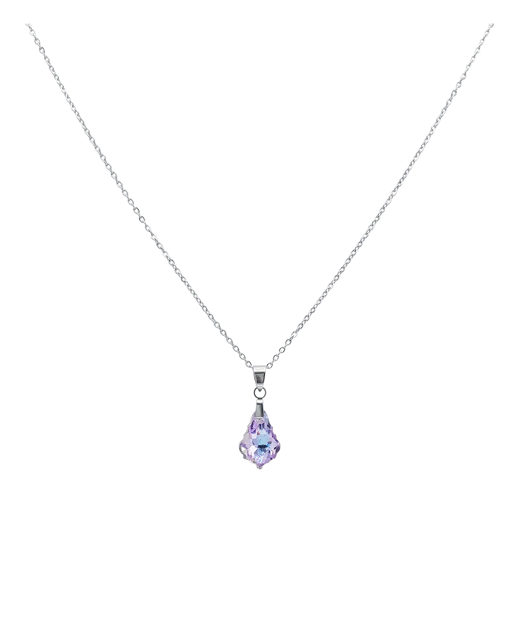 COLLIER EN ACIER AVEC PENDENTIF STRASS GOUTTE - Image 2