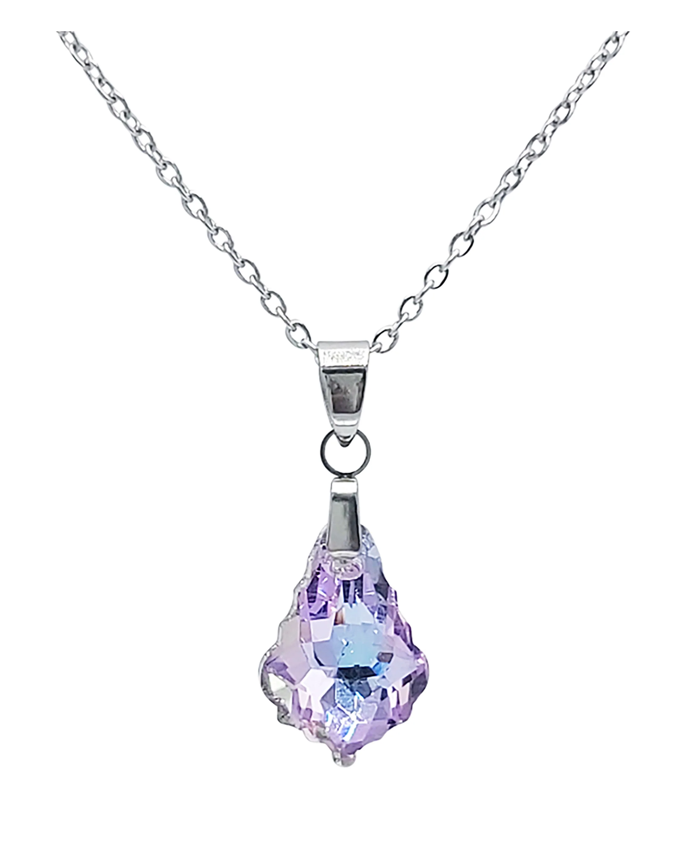 COLLIER EN ACIER AVEC PENDENTIF STRASS GOUTTE - Image 3