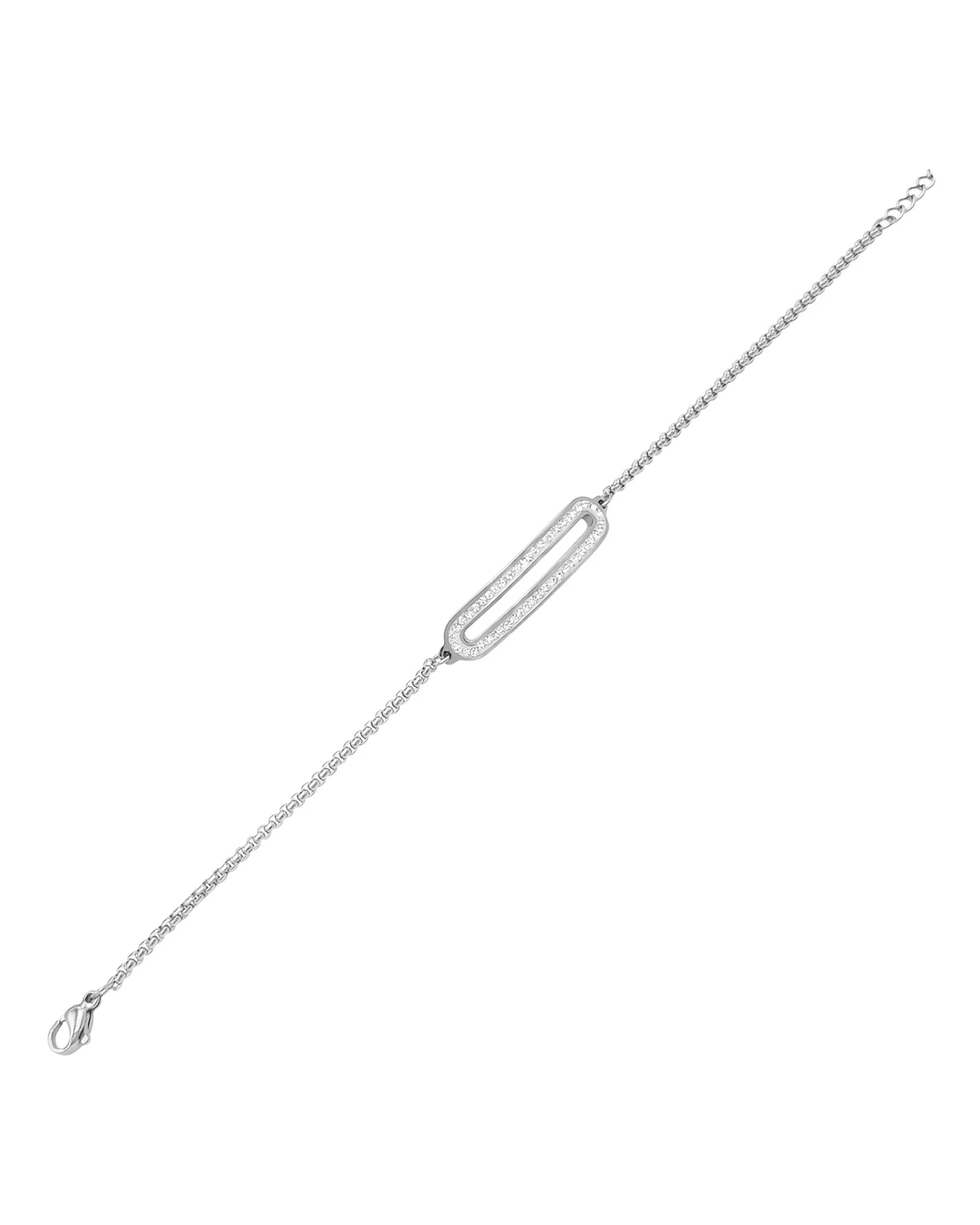 BRACELET EN ACIER RECTANGLE STRASS - Image 2