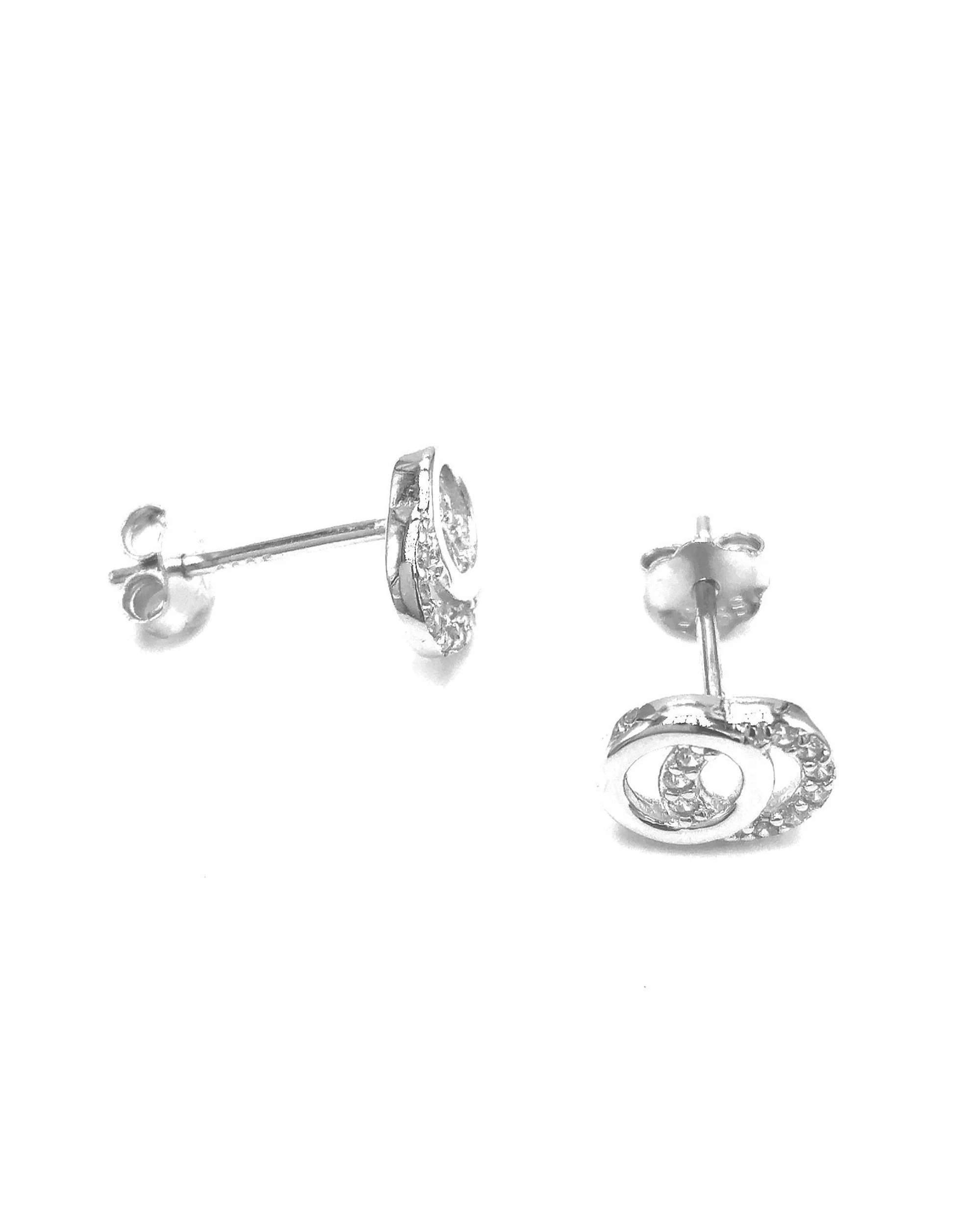 BOUCLES D'OREILLES EN ARGENT 2 CERCLES AVEC PIERRES - Image 3