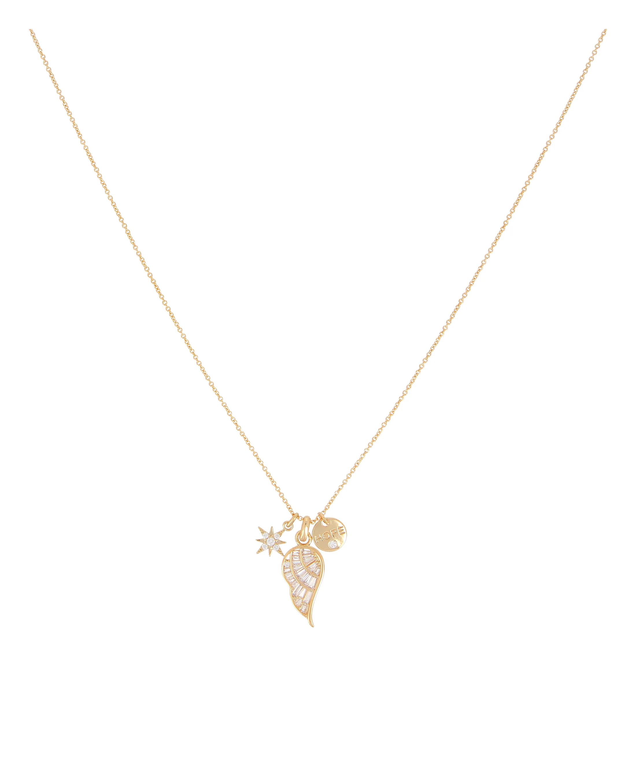 COLLIER EN PLAQUE OR AILE ET ETOILE AVEC PIERRES ET PASTILLES AVEC PIERRE ET "HOPE" - Image 2