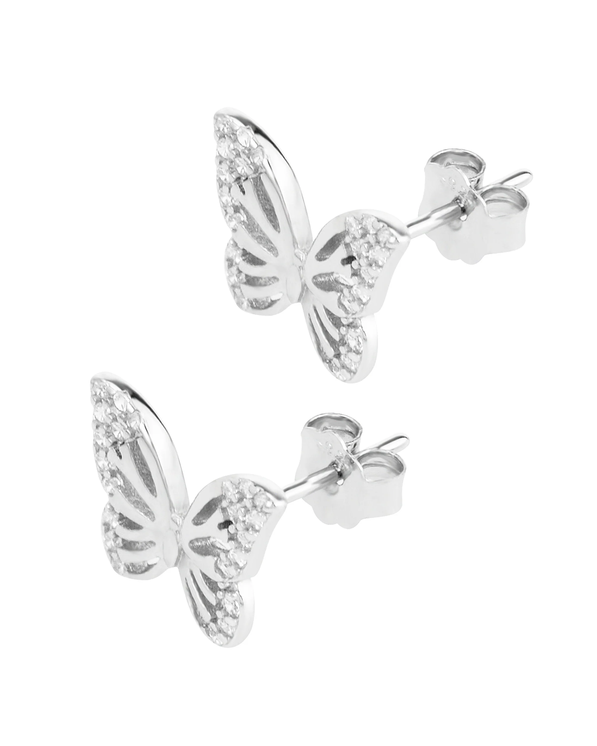 BOUCLES D'OREILLES EN ARGENT PAPILLONS AVEC PIERRES - Image 2
