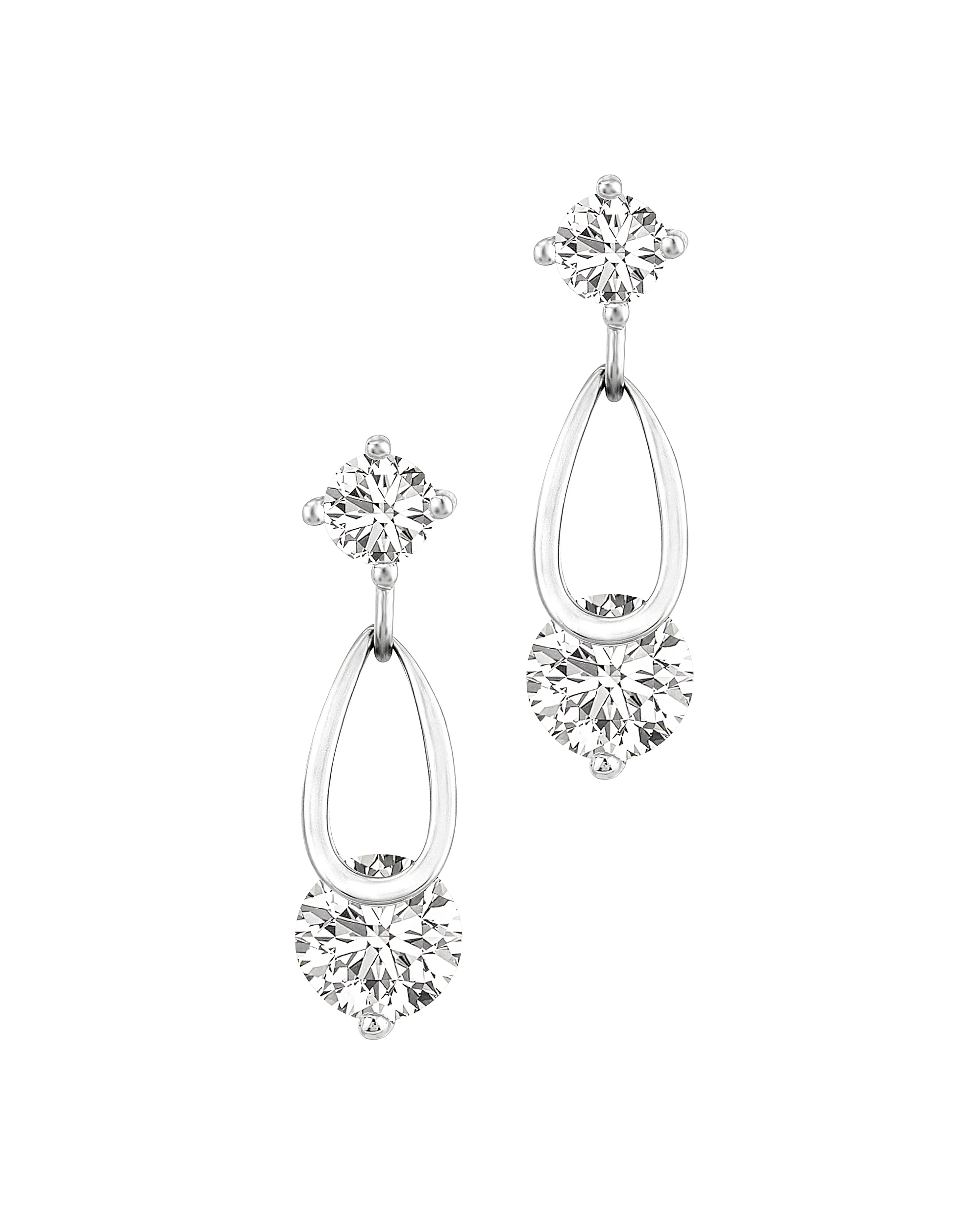 BOUCLES D'OREILLES EN ARGENT GOUTTE ET SOLITAIRE PENDANTS