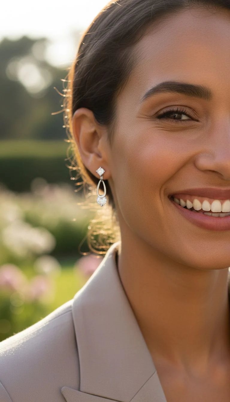 BOUCLES D'OREILLES EN ARGENT GOUTTE ET SOLITAIRE PENDANTS - Image 2