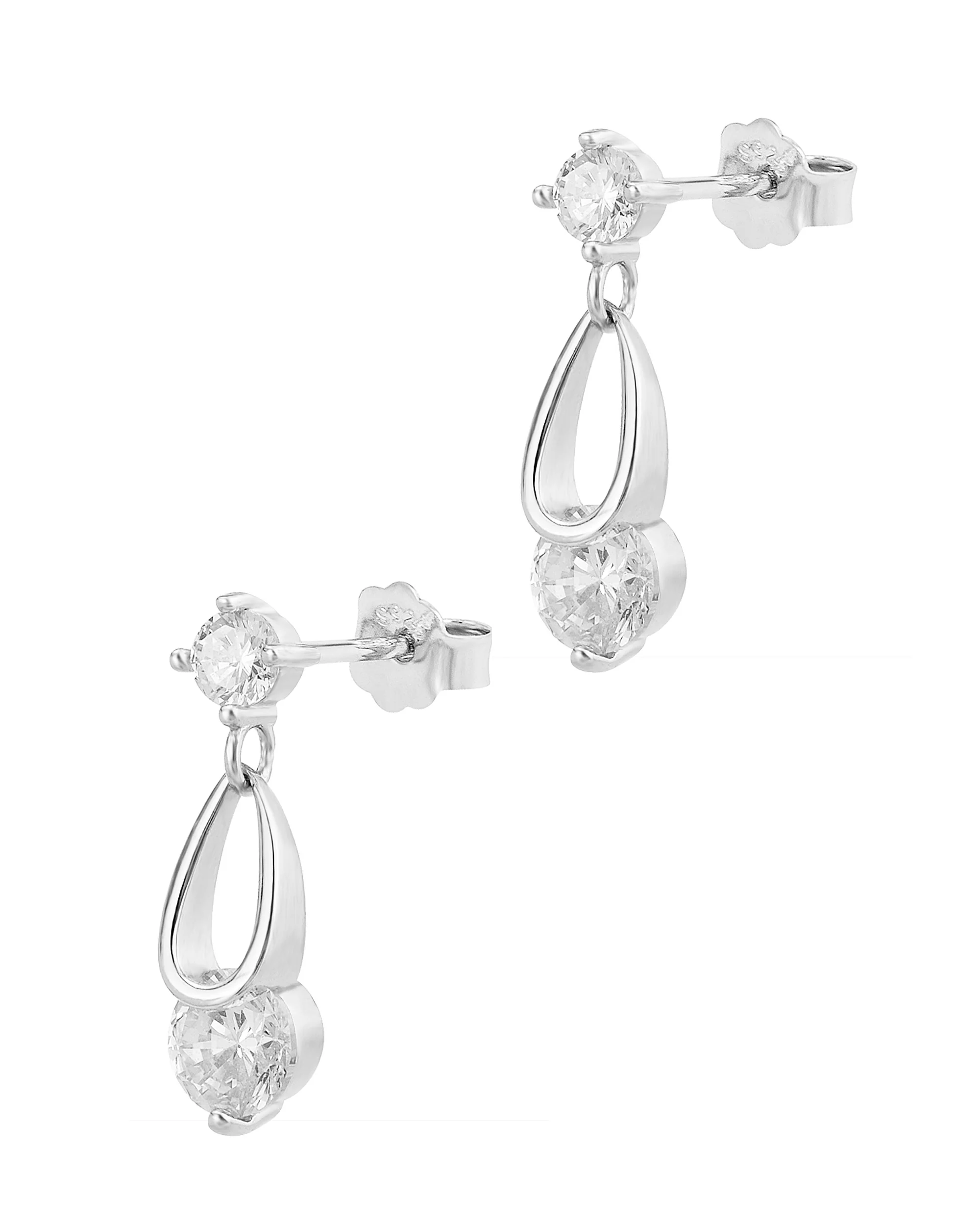BOUCLES D'OREILLES EN ARGENT GOUTTE ET SOLITAIRE PENDANTS - Image 3