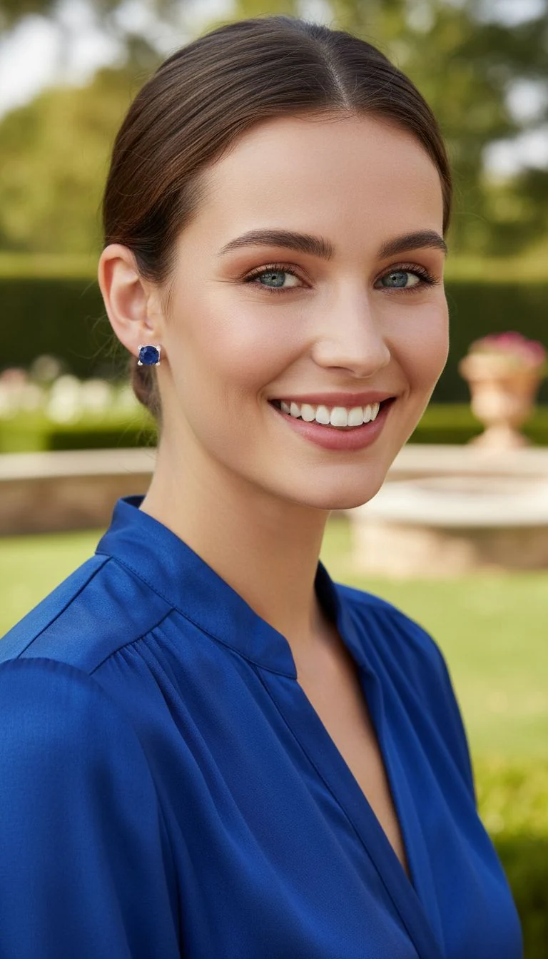 BOUCLES D'OREILLES EN ARGENT SOLITAIRE BLEU - Image 2