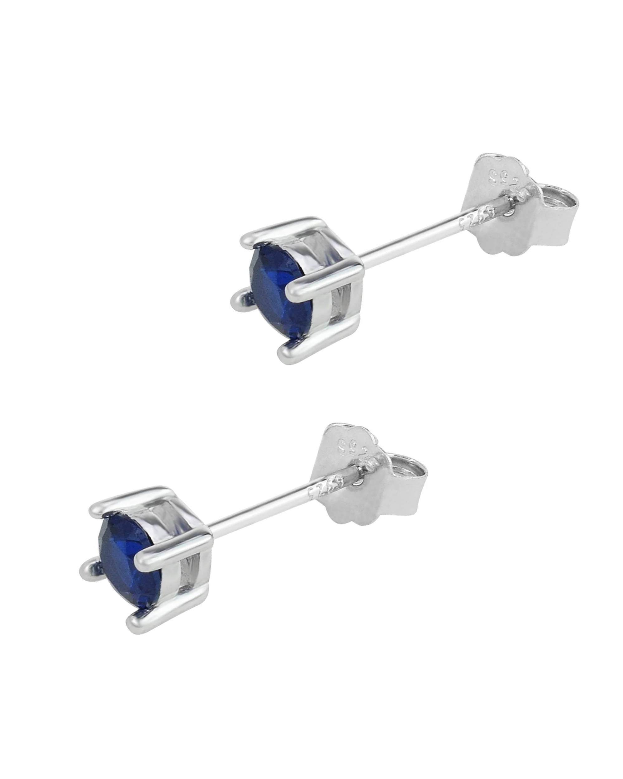 BOUCLES D'OREILLES EN ARGENT SOLITAIRE BLEU - Image 3