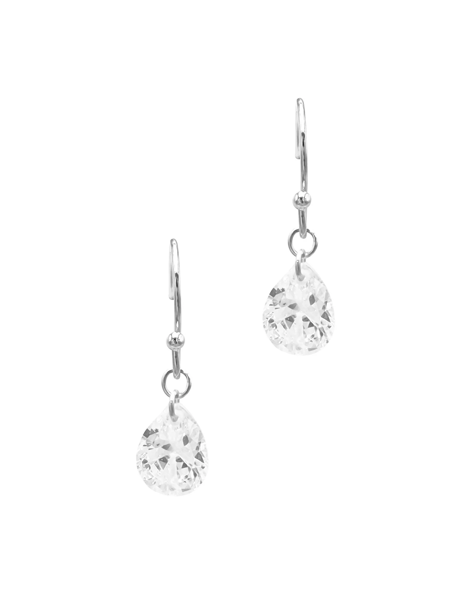 BOUCLES D'OREILLES CROCHET EN ARGENT AVEC SOLITAIRE GOUTTE