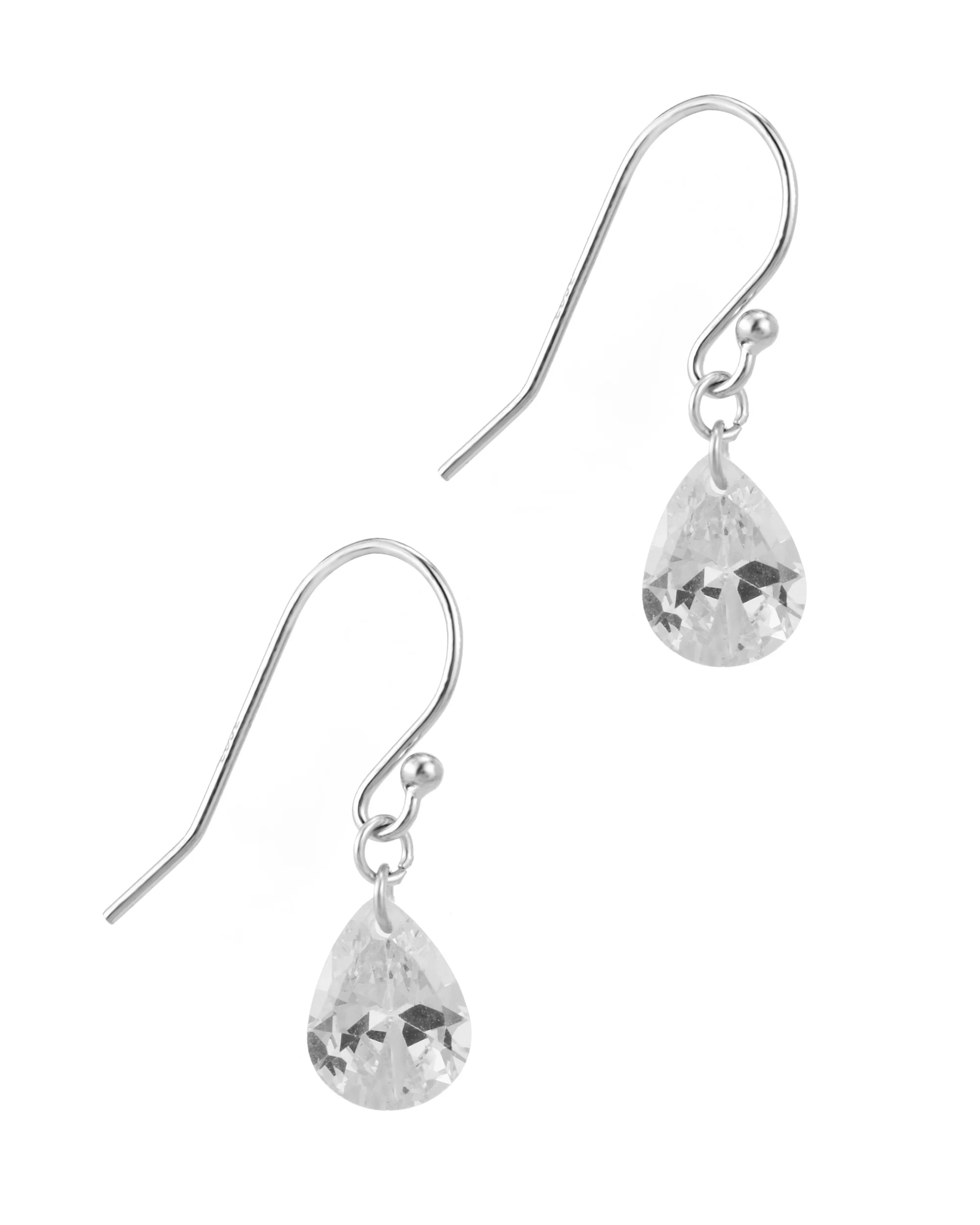 BOUCLES D'OREILLES CROCHET EN ARGENT AVEC SOLITAIRE GOUTTE - Image 3