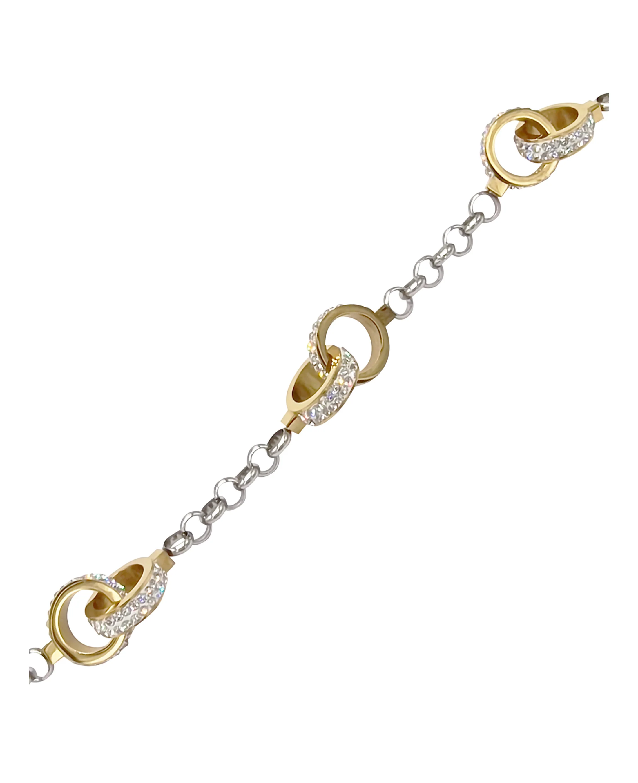 BRACELET EN ACIER 3 MENOTTES DOREES AVEC STRASS - Image 2
