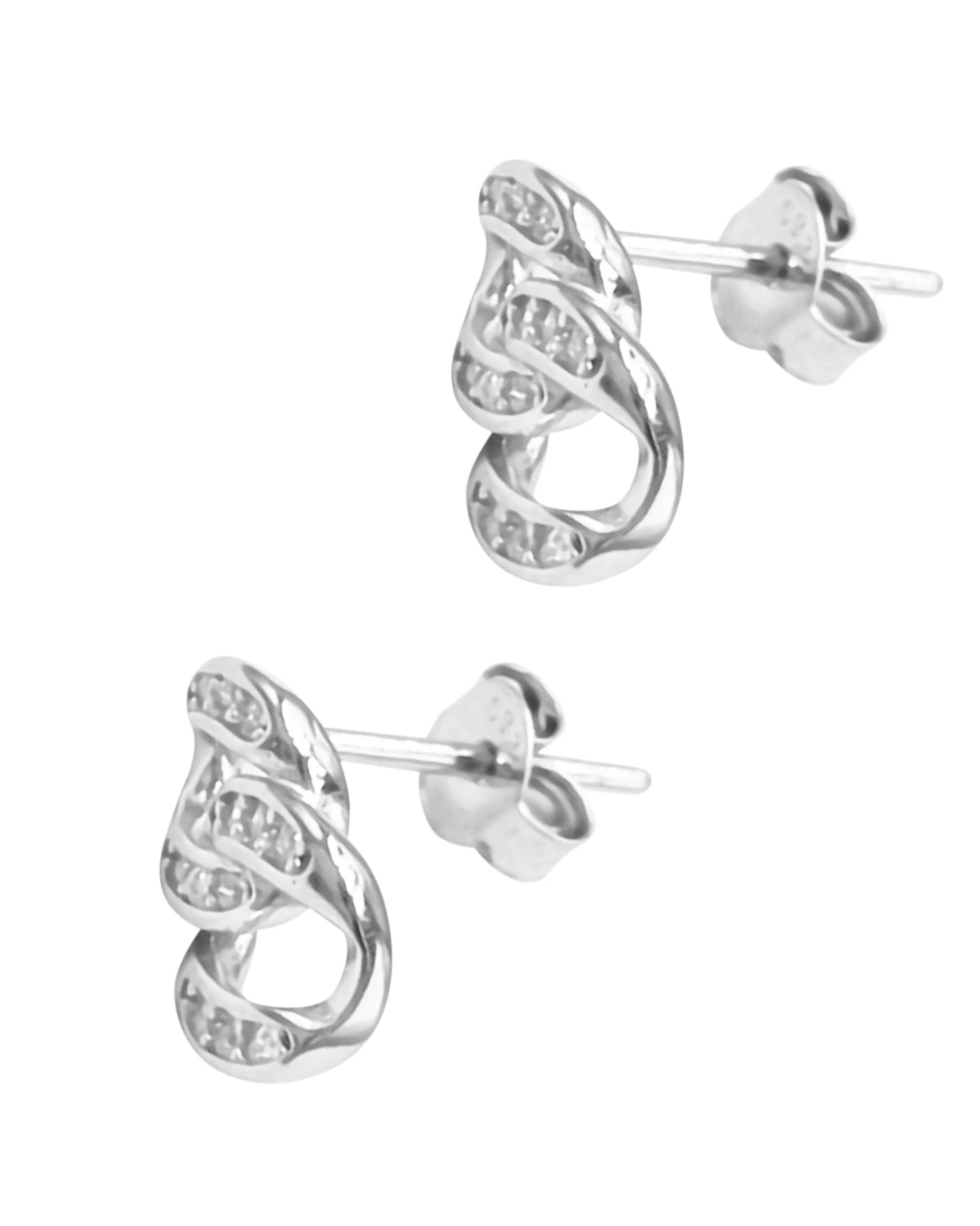 BOUCLES D'OREILLES EN ARGENT 2 CERCLES AVEC PIERRES - Image 2