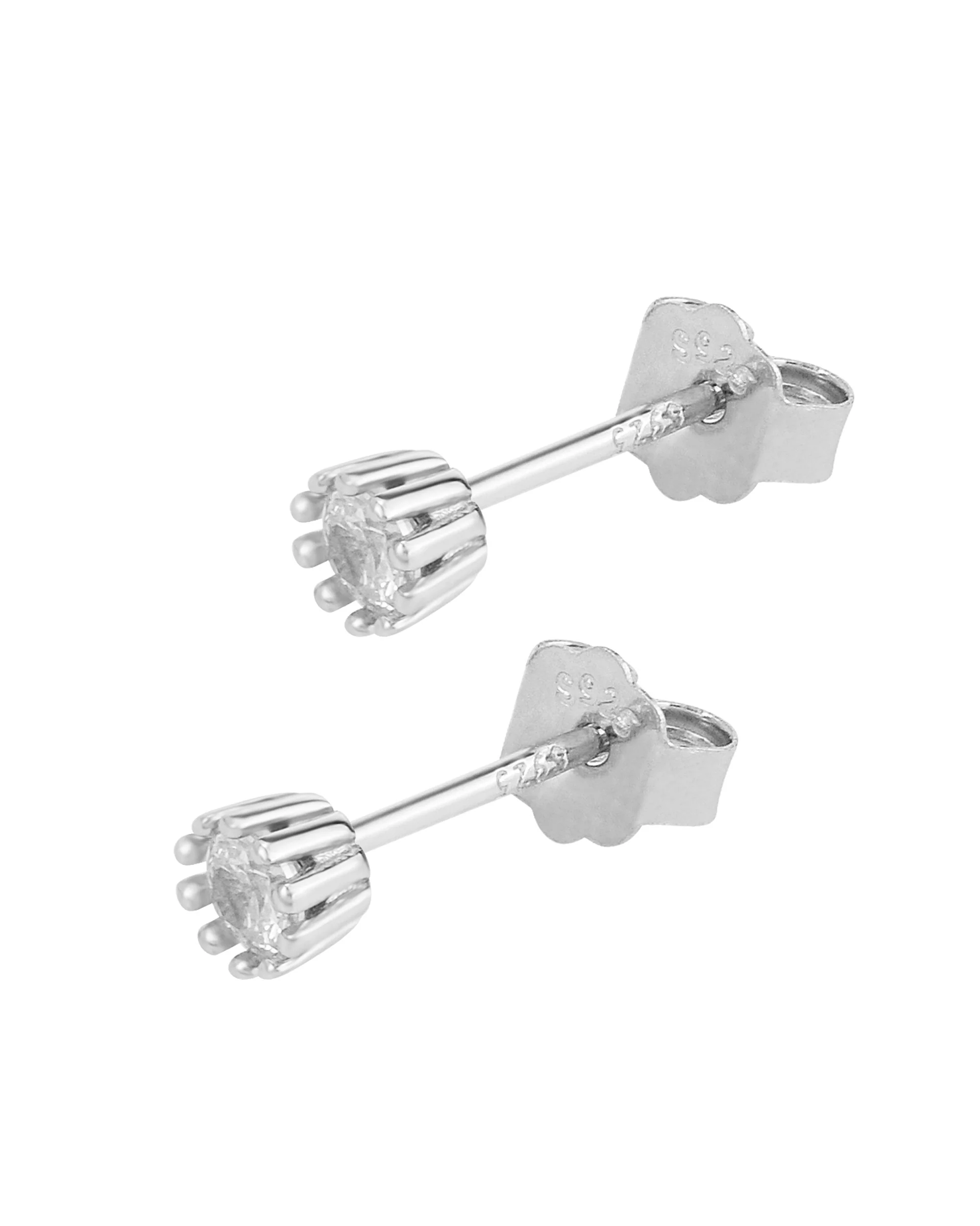 BOUCLES D'OREILLES EN ARGENT SOLITAIRE 4 MM - Image 3