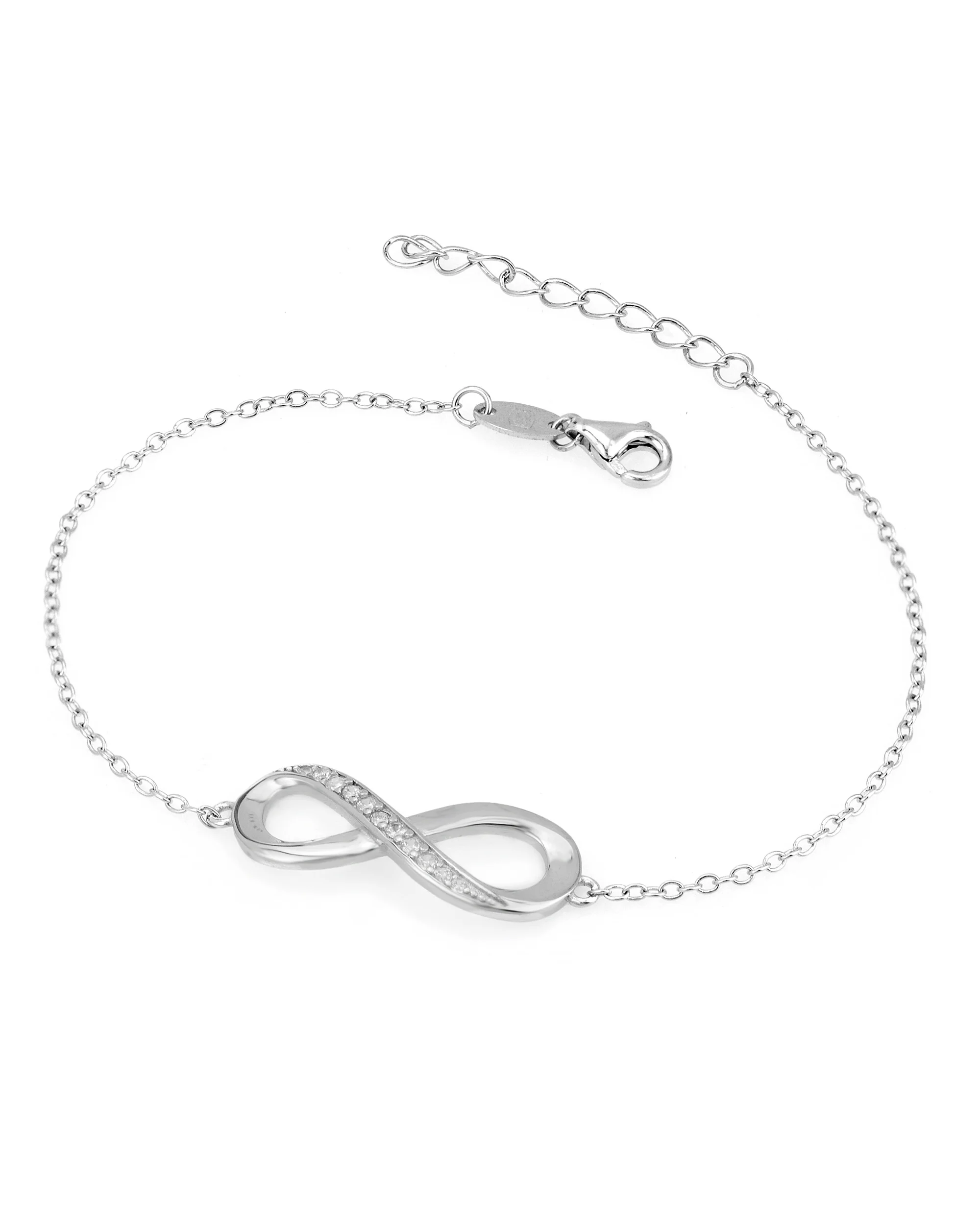 BRACELET EN ARGENT INFINI AVEC PIERRES