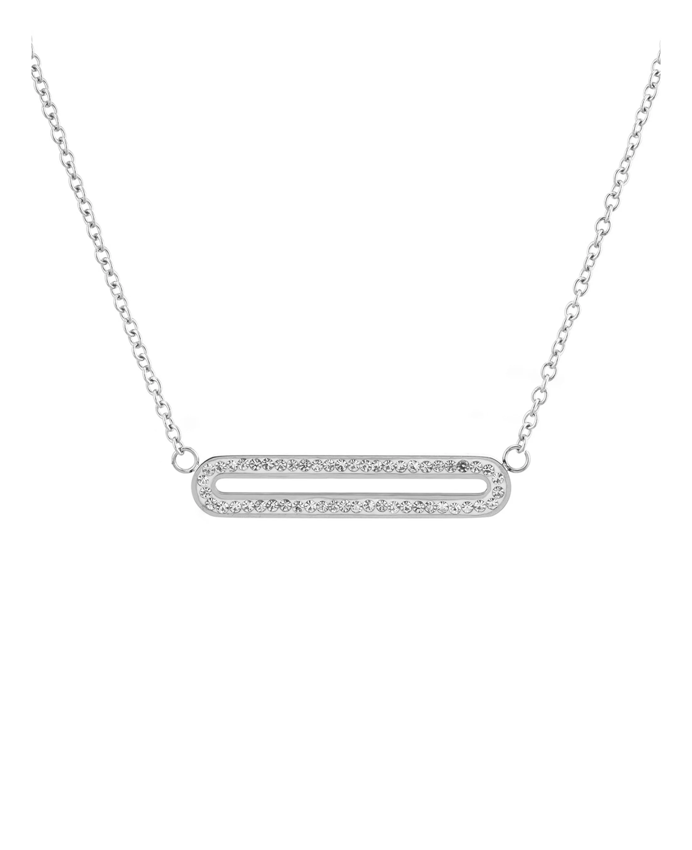 COLLIER EN ACIER AVEC PLAQUETTE ET STRASS