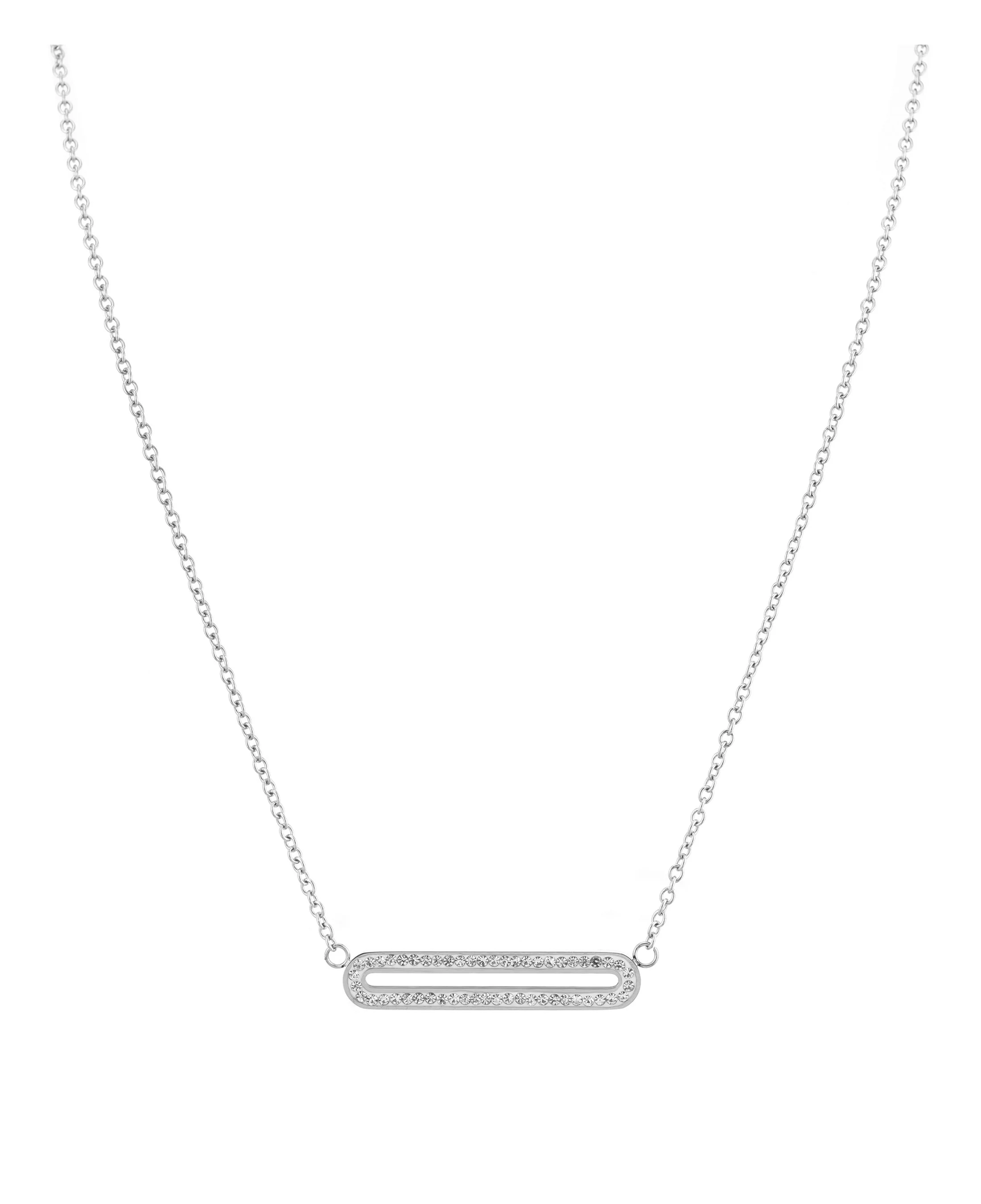 COLLIER EN ACIER AVEC PLAQUETTE ET STRASS - Image 2
