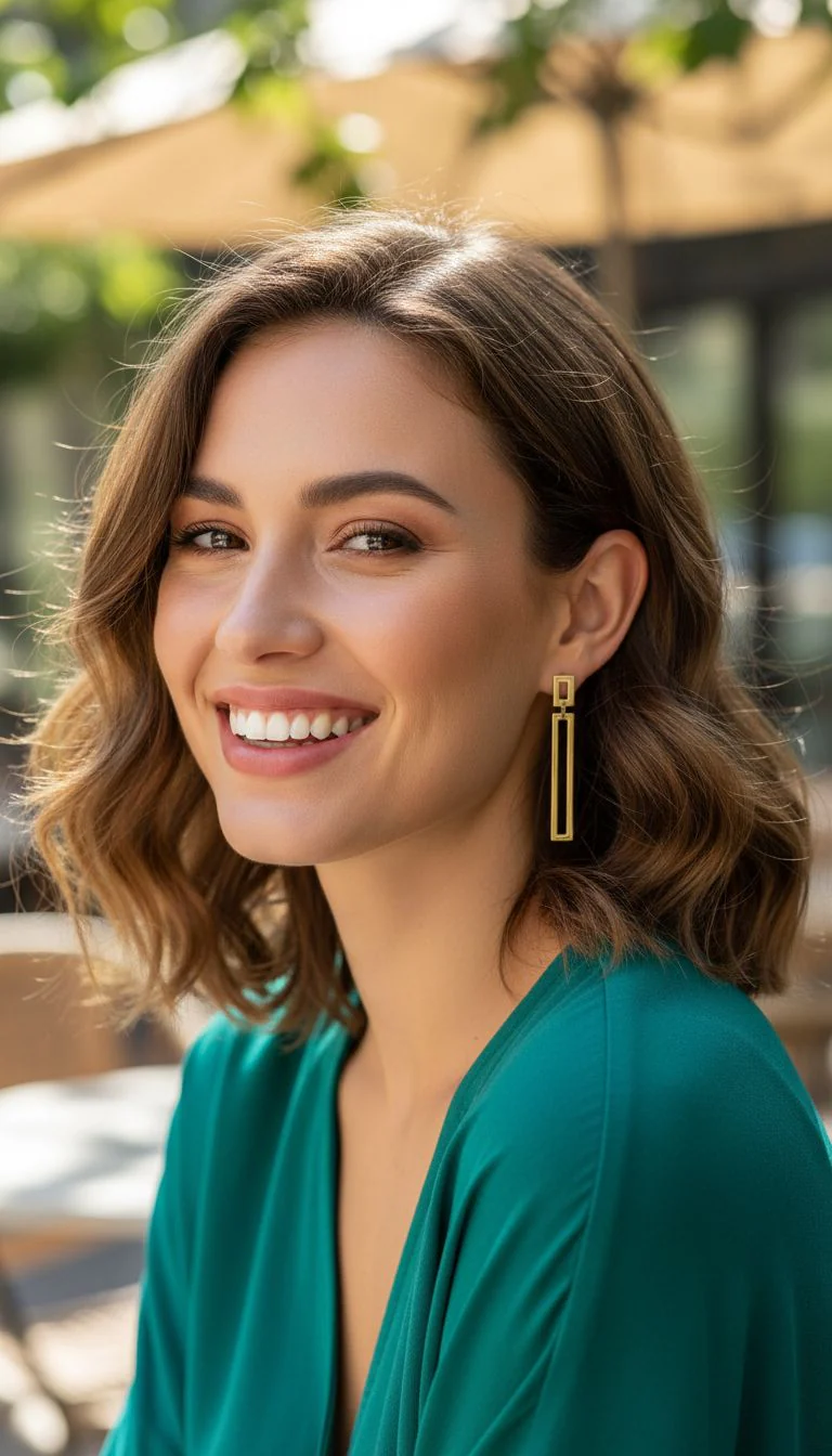 BOUCLES D'OREILLES EN ACIER DORE 2 RECTANGLES PENDANTS - Image 2