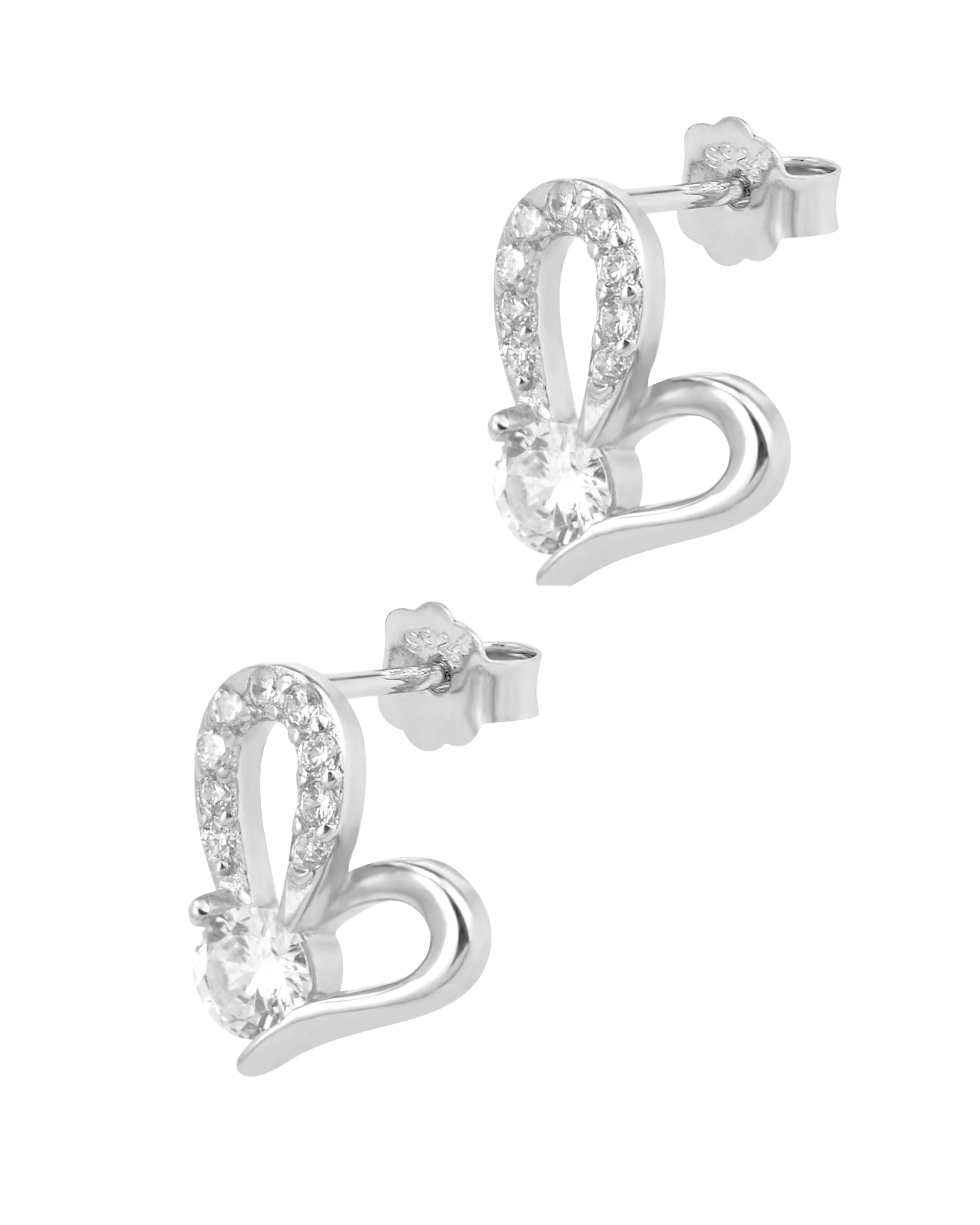 BOUCLES D'OREILLES EN ARGENT COEUR AVEC PIERRES - Image 2