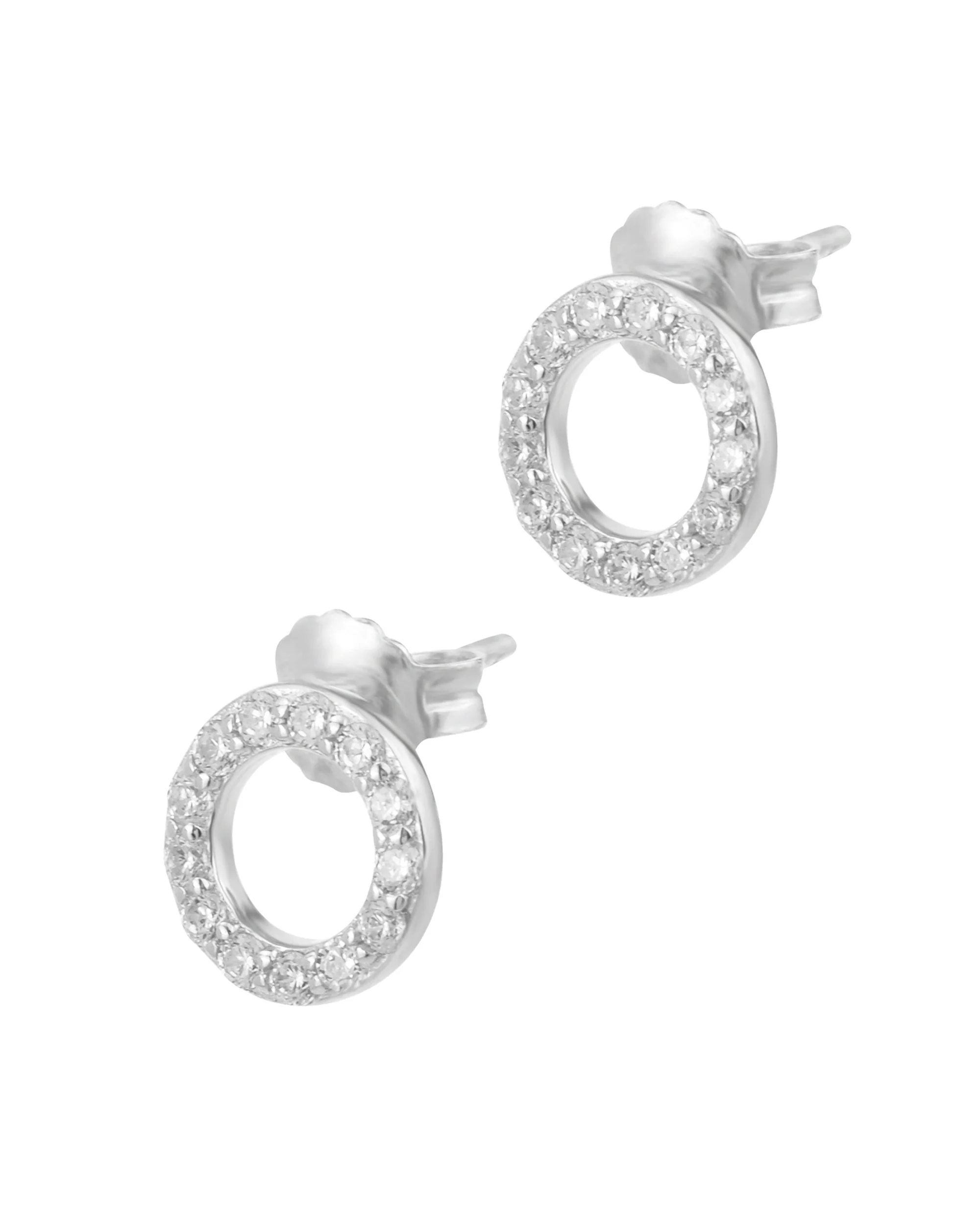 BOUCLES D'OREILLES EN ARGENT CERCLE AVEC PIERRES - Image 2