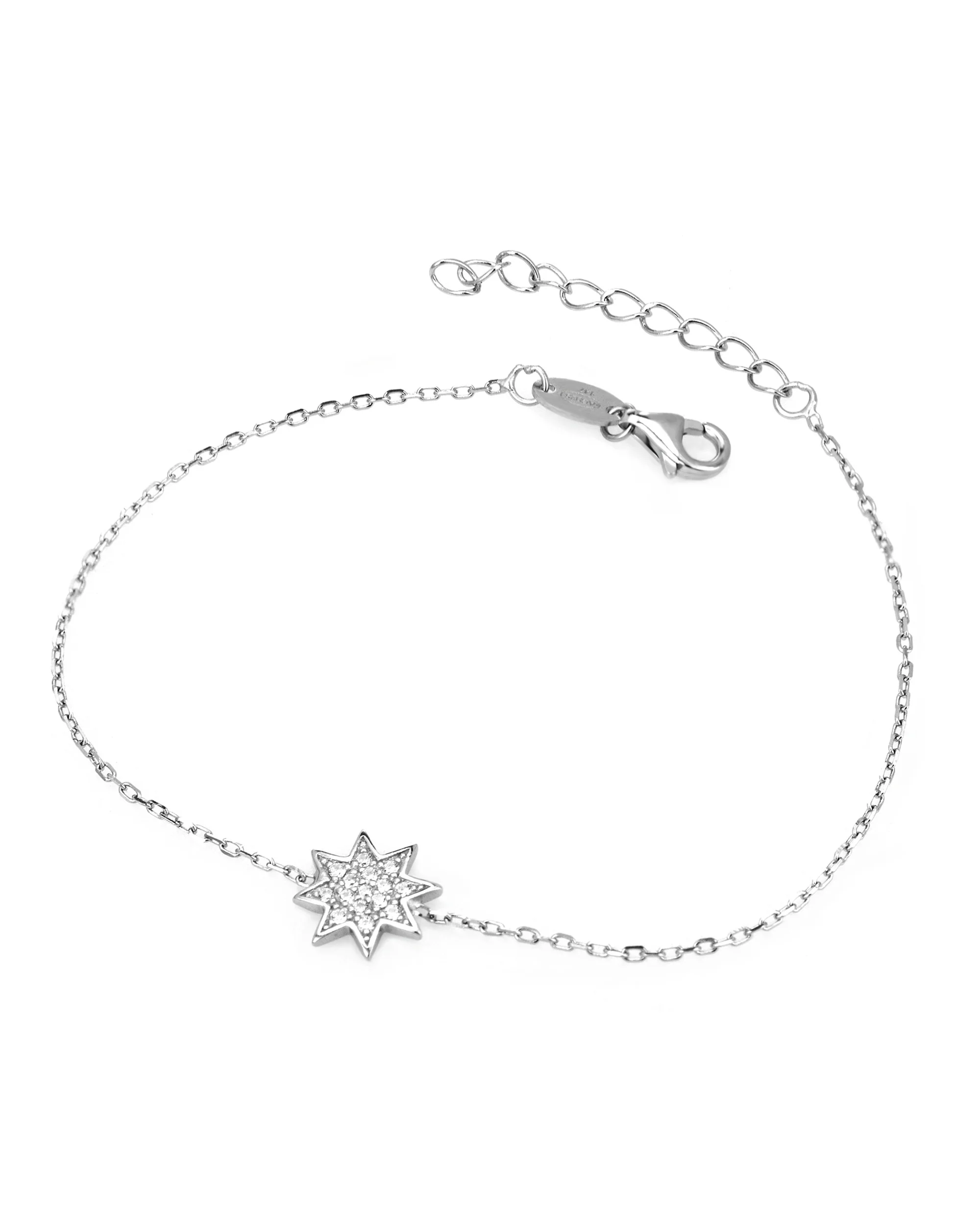 BRACELET EN ARGENT ETOILE A 8 BRANCHES AVEC PIERRES
