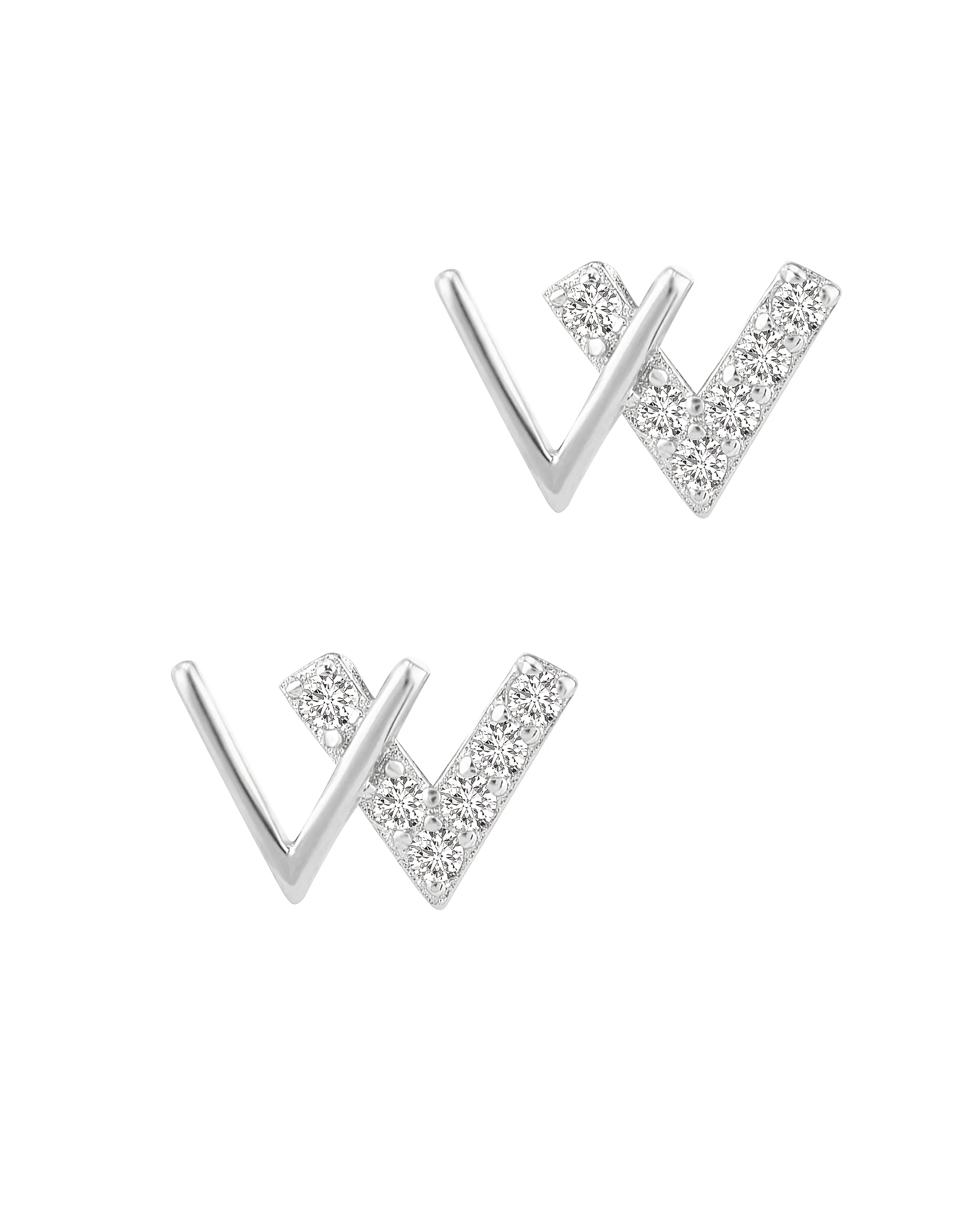 BOUCLES D'OREILLES EN ARGENT 2 V AVEC PIERRES