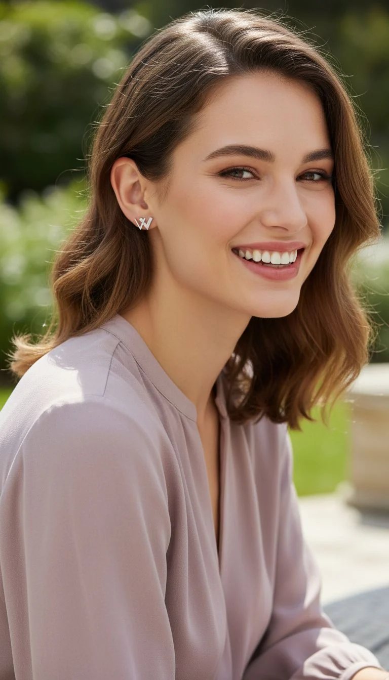 BOUCLES D'OREILLES EN ARGENT 2 V AVEC PIERRES - Image 2