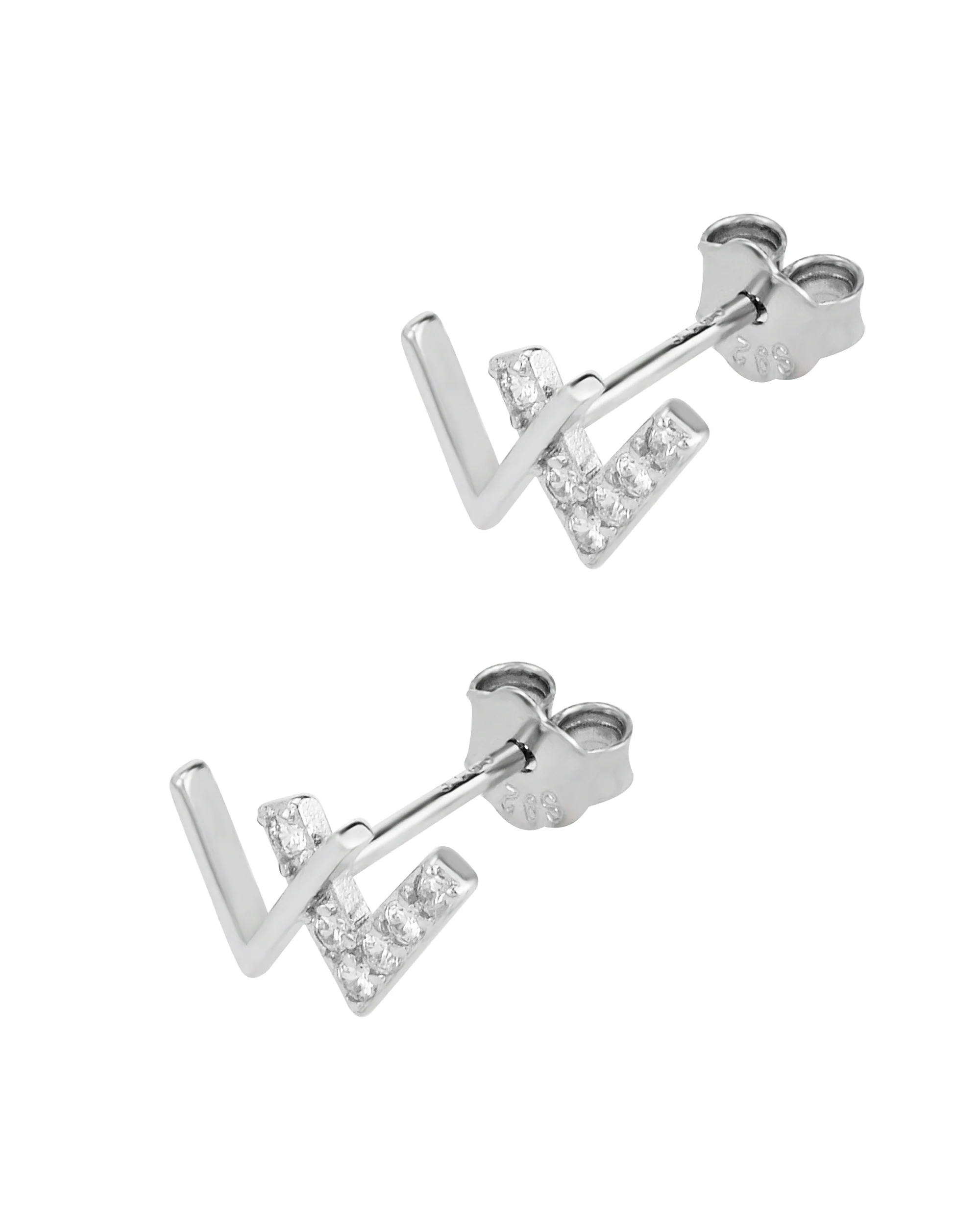 BOUCLES D'OREILLES EN ARGENT 2 V AVEC PIERRES - Image 3
