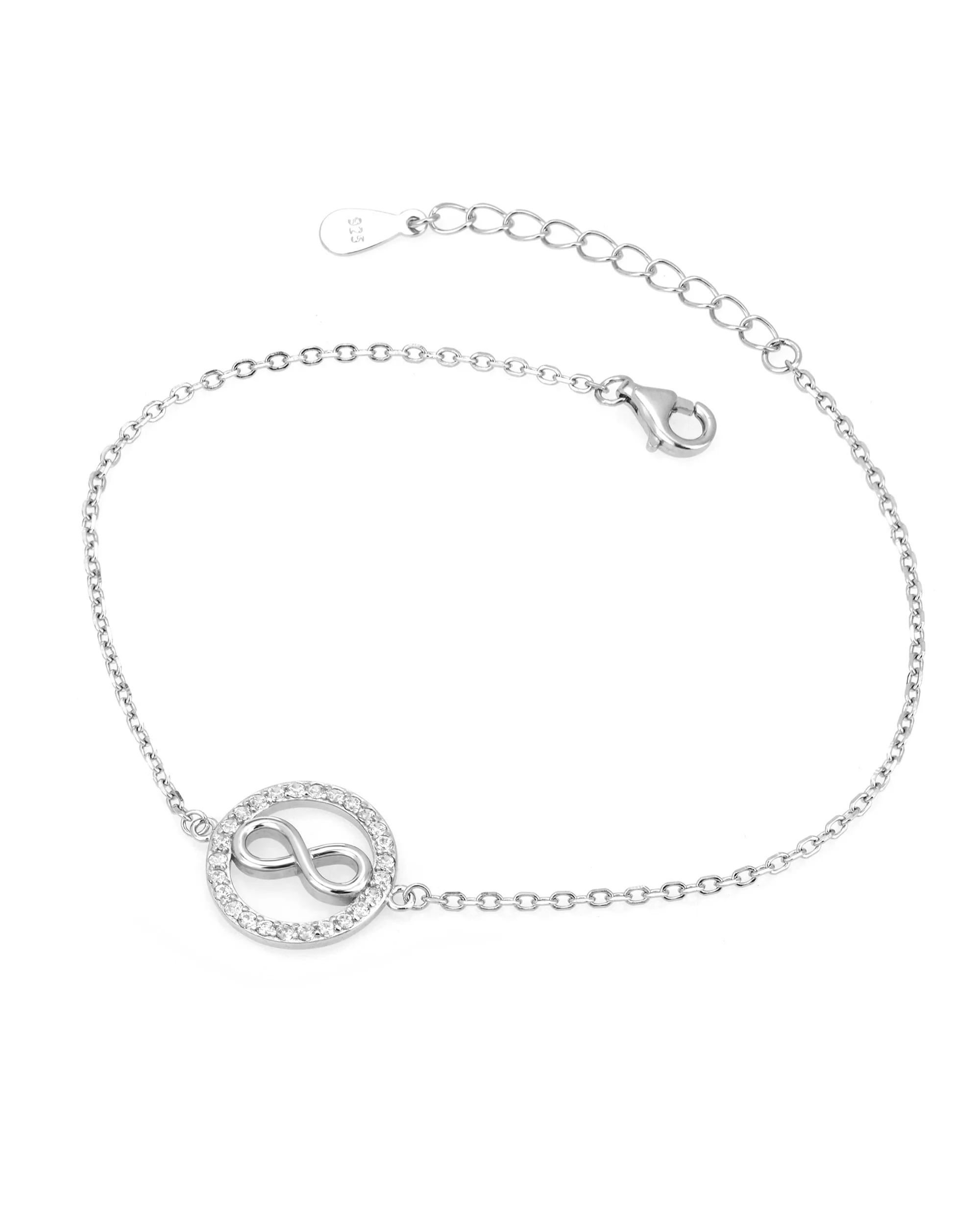 BRACELET EN ARGENT CERCLE AVEC PIERRES ET INFINI
