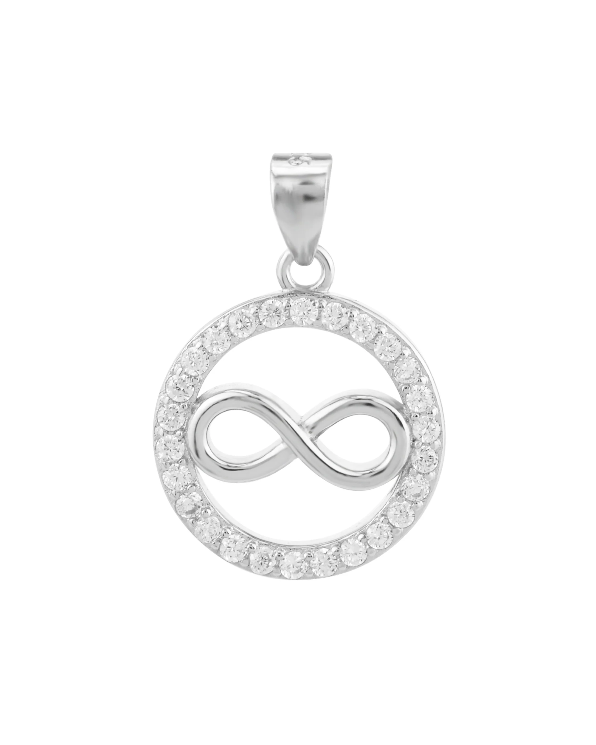 PENDENTIF EN ARGENT INFINI ET CERCLE AVEC PIERRES