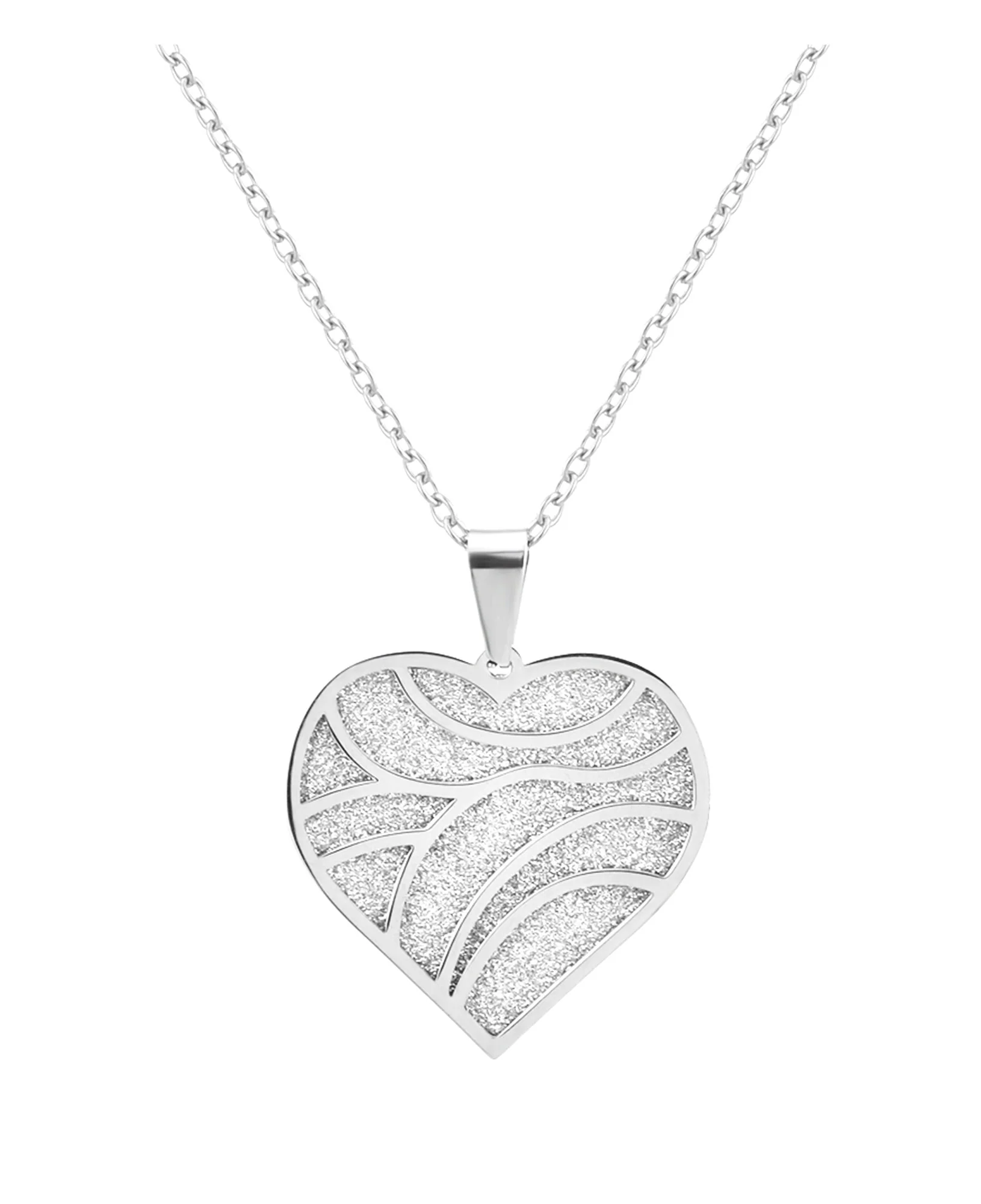 COLLIER EN ACIER PENDENTIF MOTIF COEUR AVEC PAILETTES