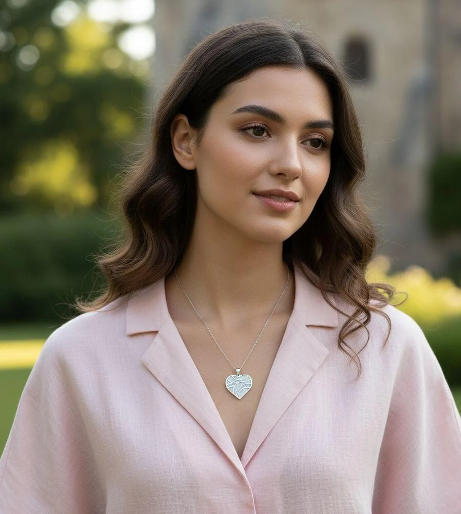 COLLIER EN ACIER PENDENTIF MOTIF COEUR AVEC PAILETTES - Image 2