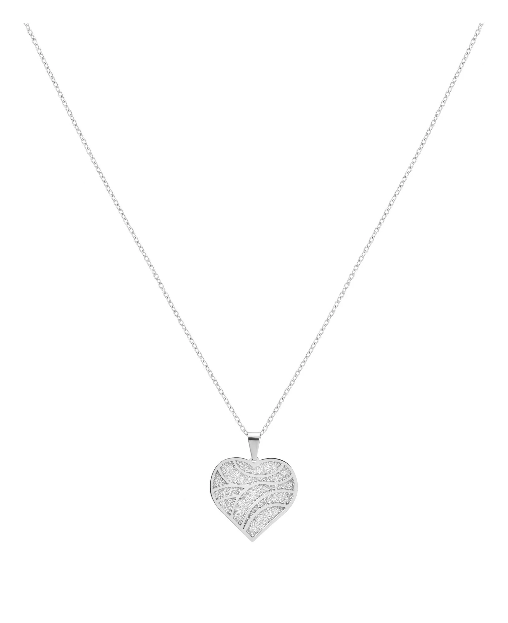 COLLIER EN ACIER PENDENTIF MOTIF COEUR AVEC PAILETTES - Image 3