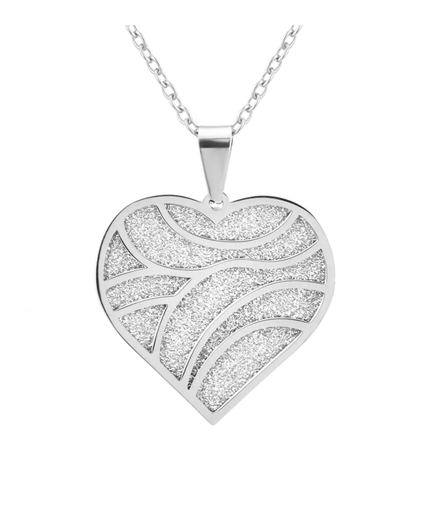 COLLIER EN ACIER PENDENTIF MOTIF COEUR AVEC PAILETTES - Image 4