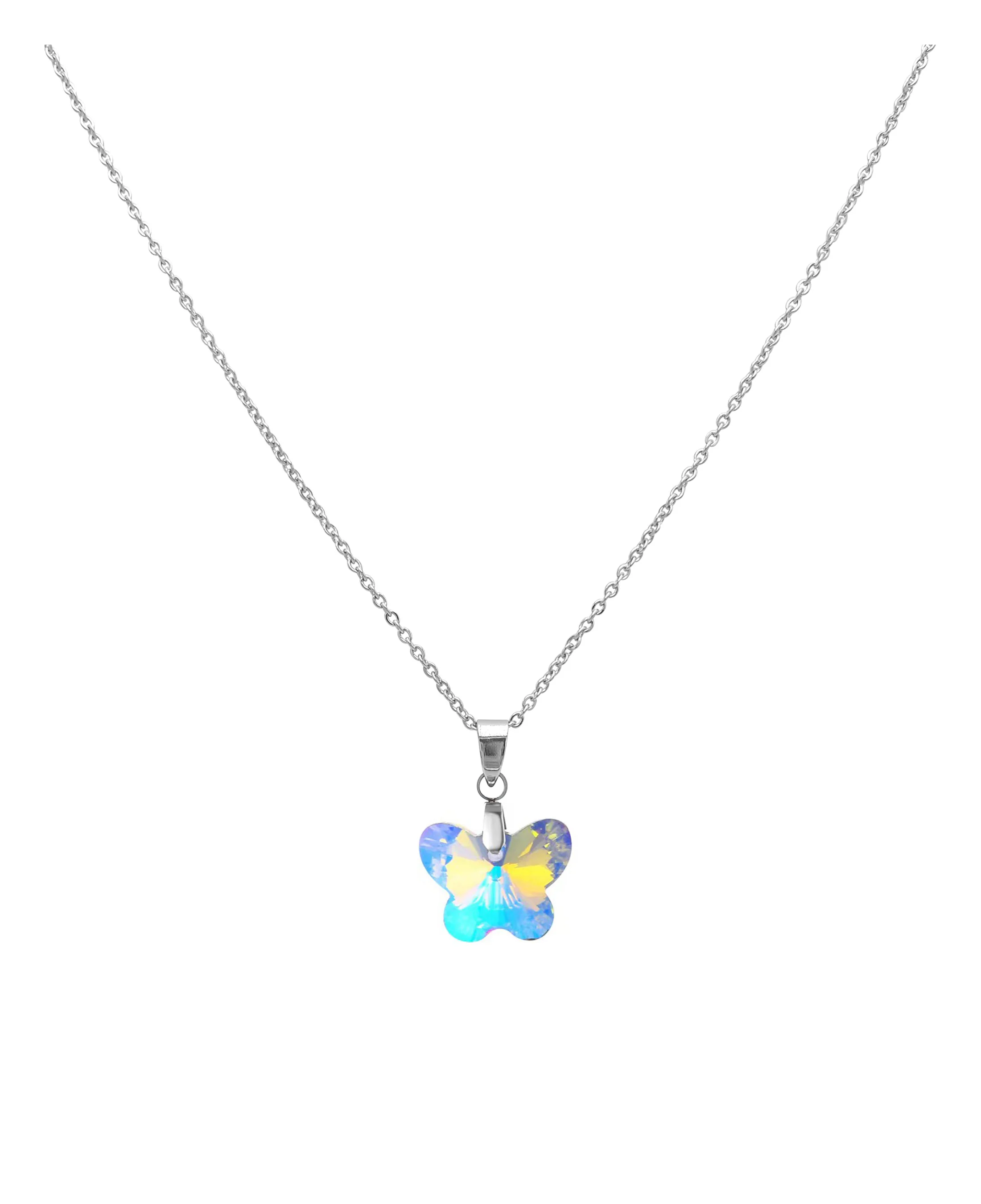 COLLIER EN ACIER AVEC PENDENTIF STRASS PAPILLON - Image 2