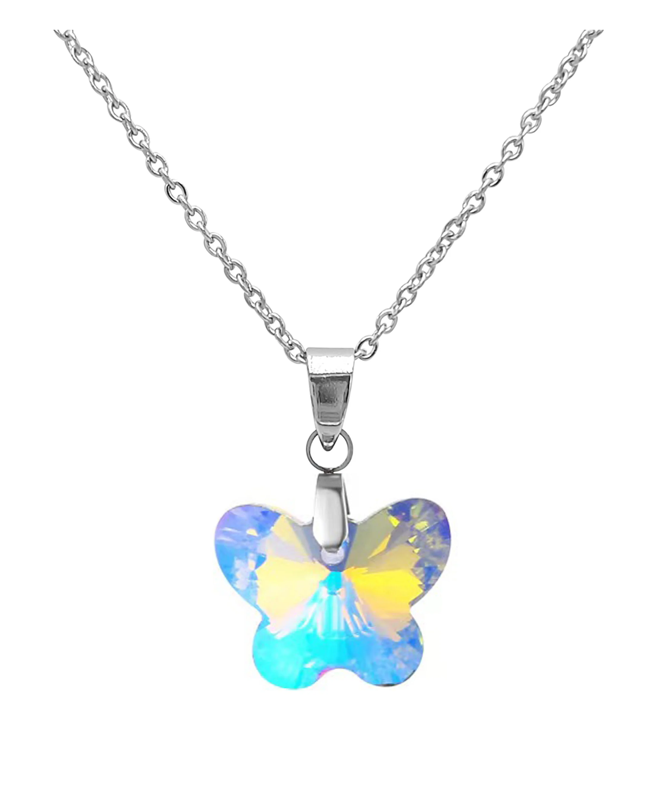 COLLIER EN ACIER AVEC PENDENTIF STRASS PAPILLON - Image 3