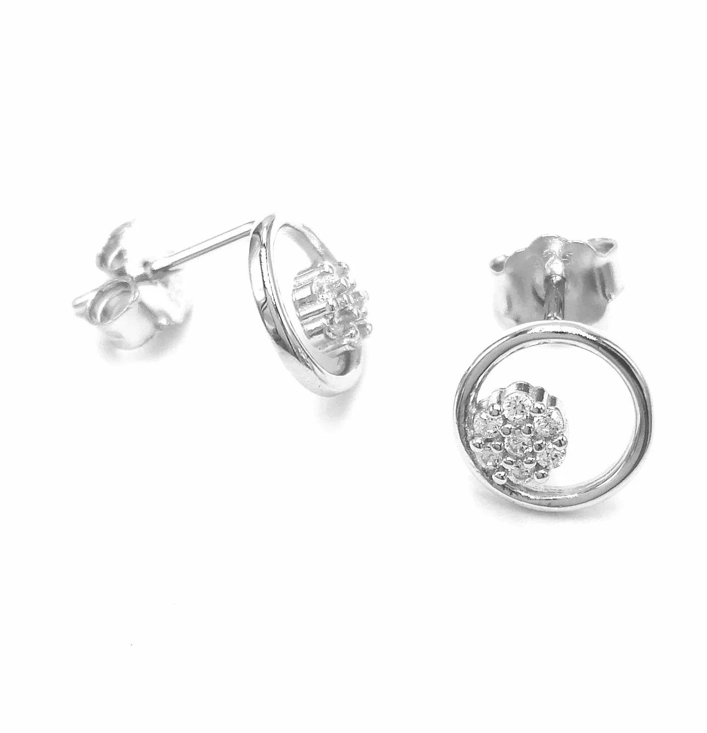 BOUCLES D'OREILLES EN ARGENT CERCLE ET PIERRES - Image 3