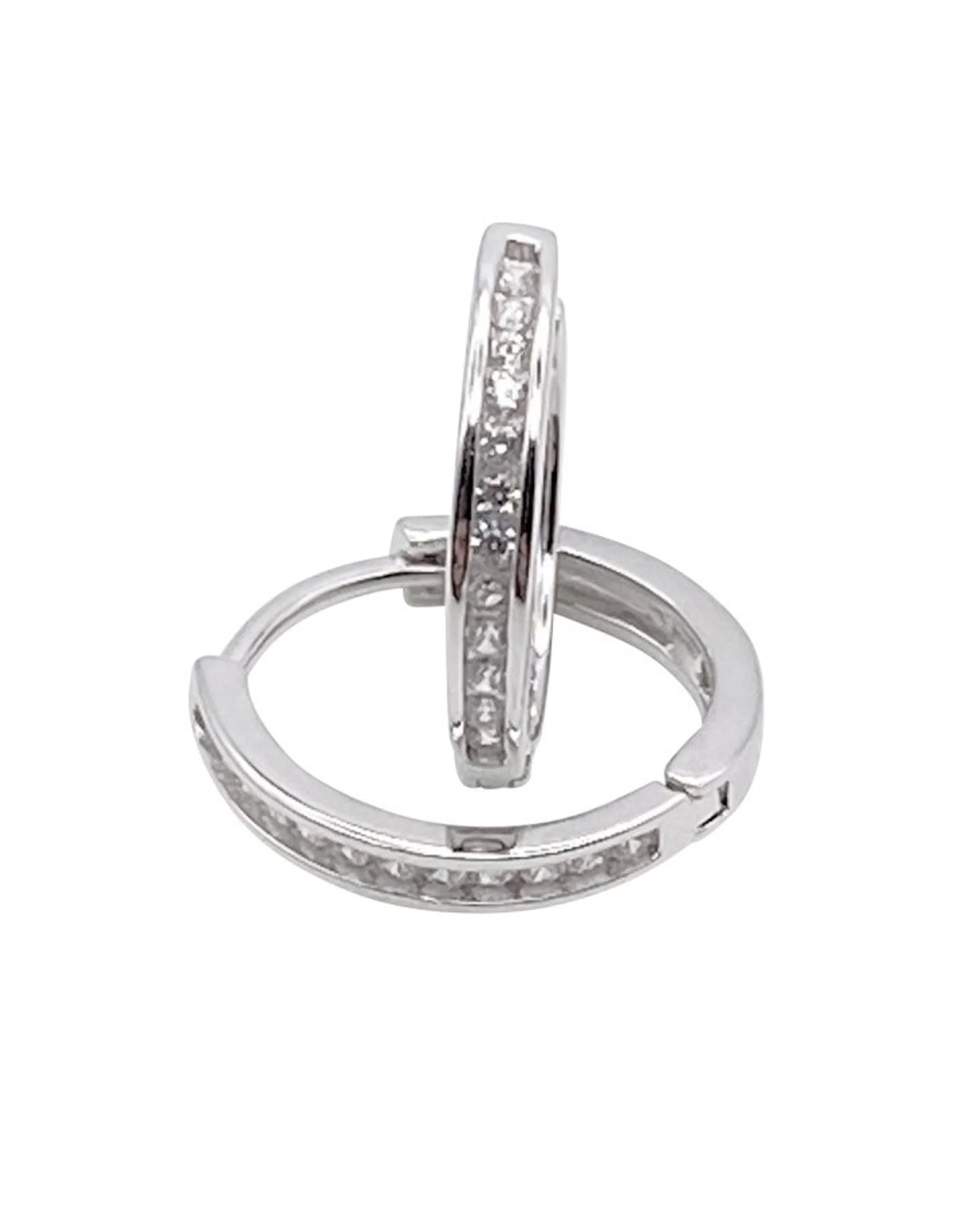 CREOLES EN ARGENT SERTIES DE PIERRES 1,7 MM - Image 3