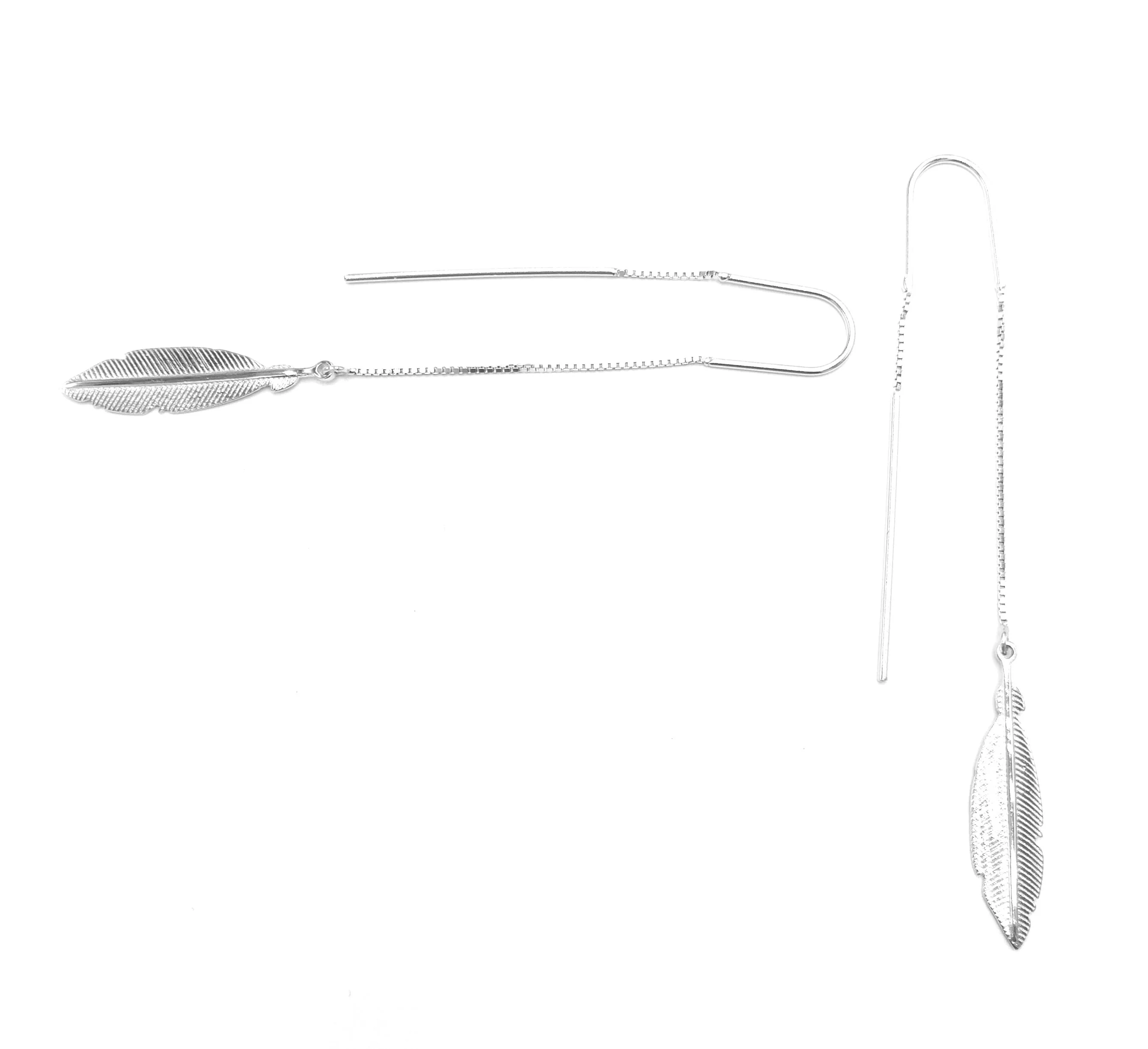 BOUCLES D'OREILLES EN ARGENT PLUMES PENDANTES - Image 3